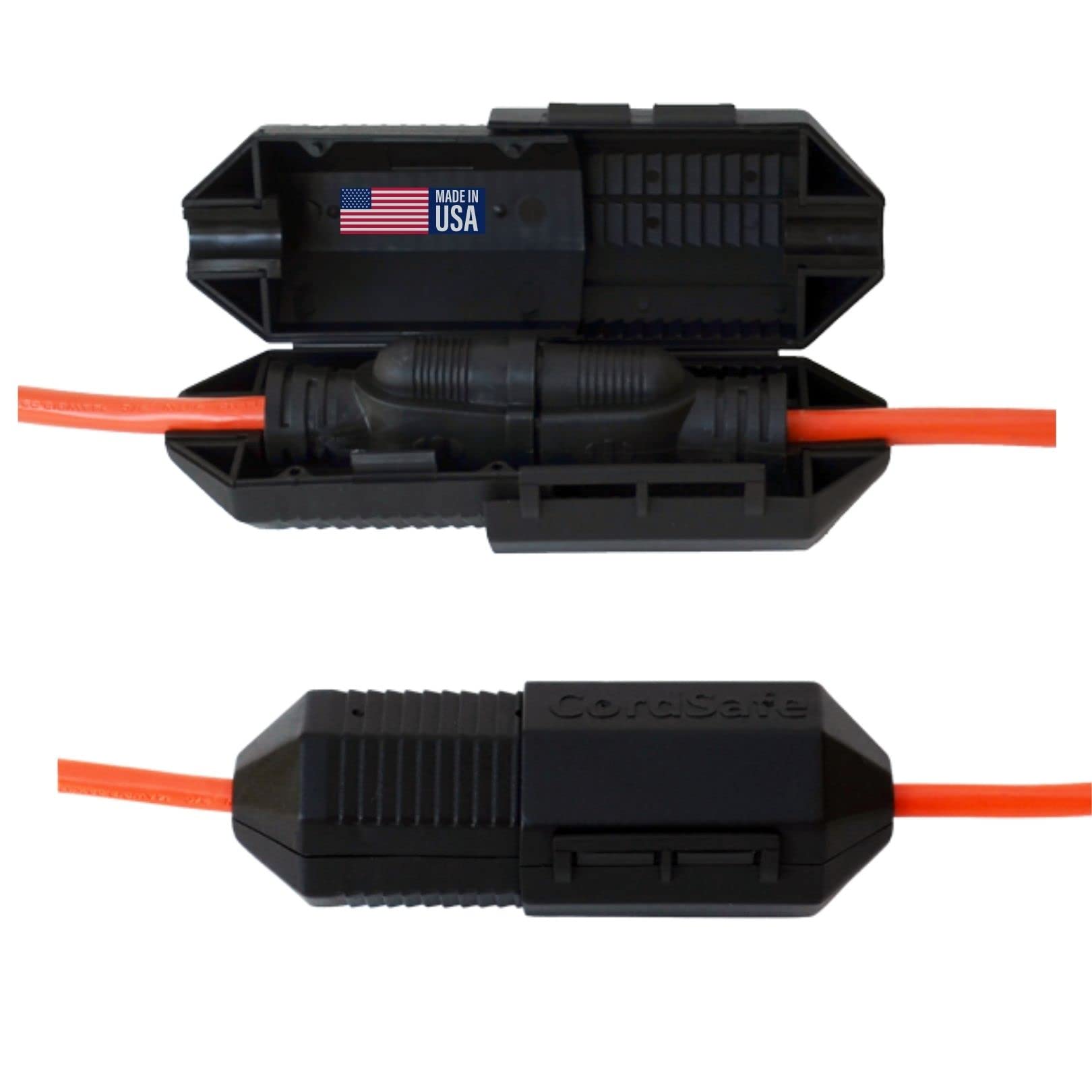 CordSafe Extension Cord Plug Protector - Waterproof Outdoor/Indoor Safety Cover for Christmas Lights, Patio String Lights, Power Tools & Fans - Secure Connection, Black (1-Pack) - Perfect for Holiday Decorations, Garden Parties & Workshop Safety