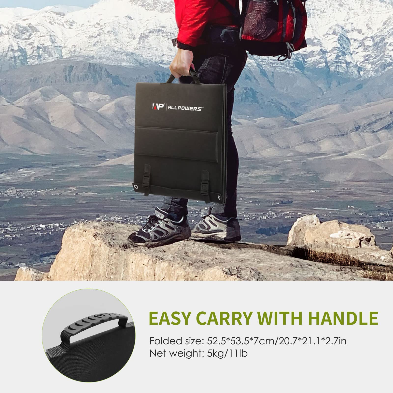 ALLPOWERS SP035 200W Portable Solar Panel Charger - Monocrystalline Foldable Solar Panel Kit with IP67 Waterproof - Ideal for RV, Solar Generator, Outdoor Camping, Off-Grid Van & Emergency Power Supply