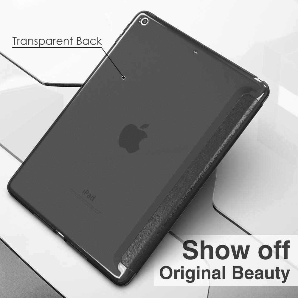 MoKo iPad 9th/8th/7th Generation Case (2021/2020/2019) - Slim Protective Cover with Translucent Satin TPU Back & Stand for 10.2-inch iPad - Perfect for Work, School & Travel