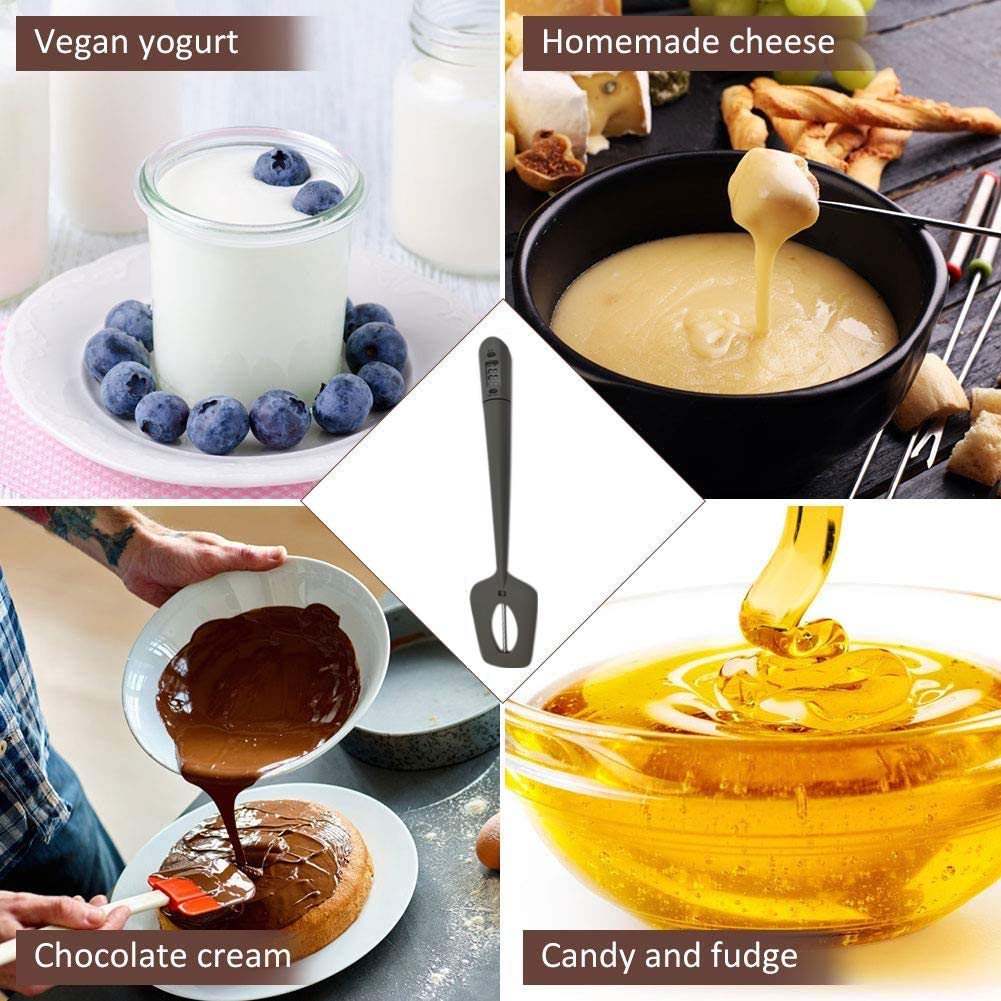 Efeng Silicone Candy Thermometer Spatula with Pot Clip - Built-in Digital Thermometer for Chocolate, Candy, Creams, Sauces, Jams & Meat Cooking - Perfect for Baking, Candy Making & Kitchen Use