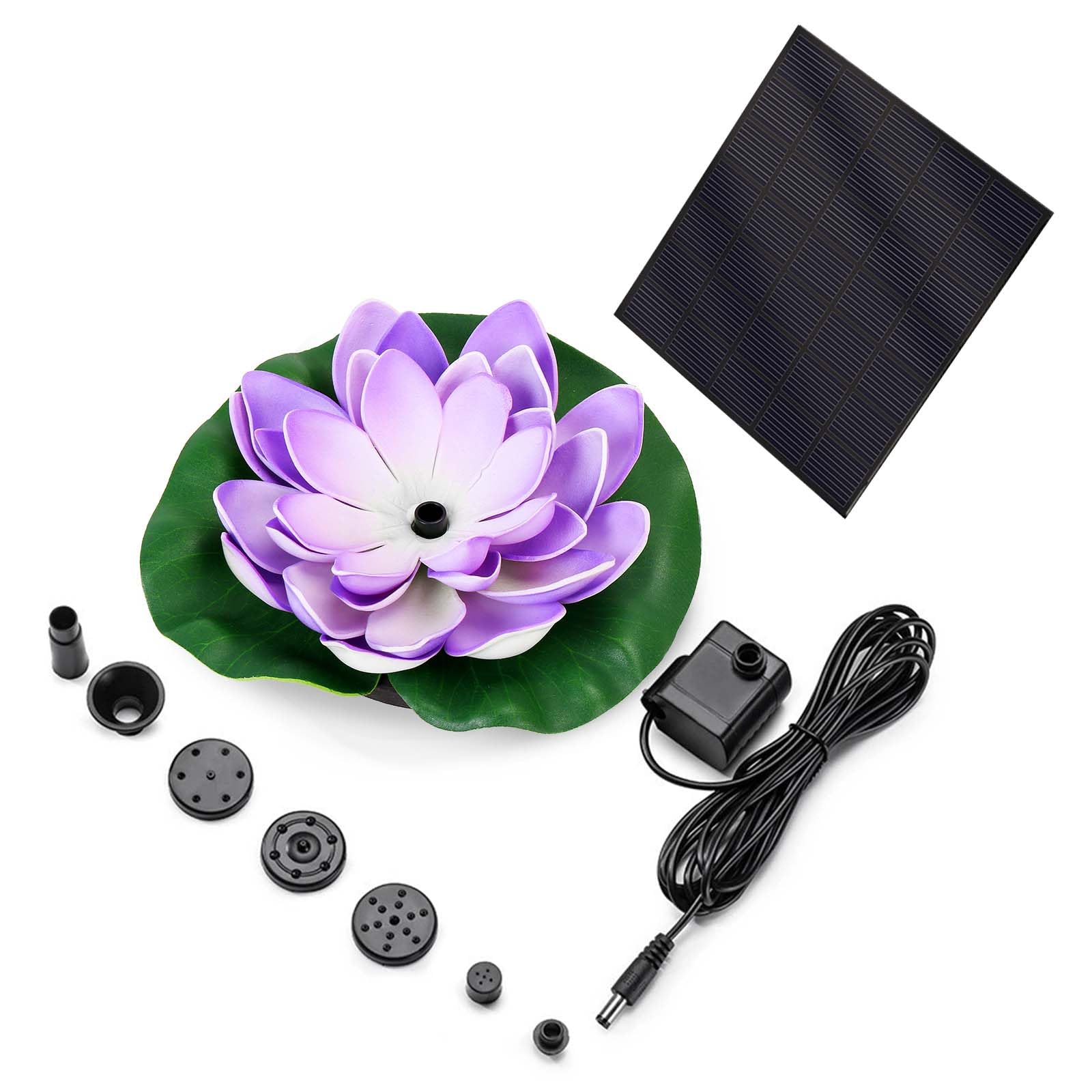 Solar Powered Water Fountain with 6 Nozzles - Outdoor Garden Decoration for Bird Bath, Pond & Backyard | Perfect for Attracting Birds & Enhancing Landscape Design