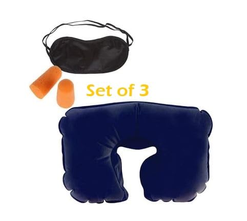 Qwid Travel Accessories Kit - Comfortable Neck Pillow with Eye Mask, Carry Bag & Ear Plugs for Airplane, Car & Train Travel - Perfect Gift for Frequent Flyers