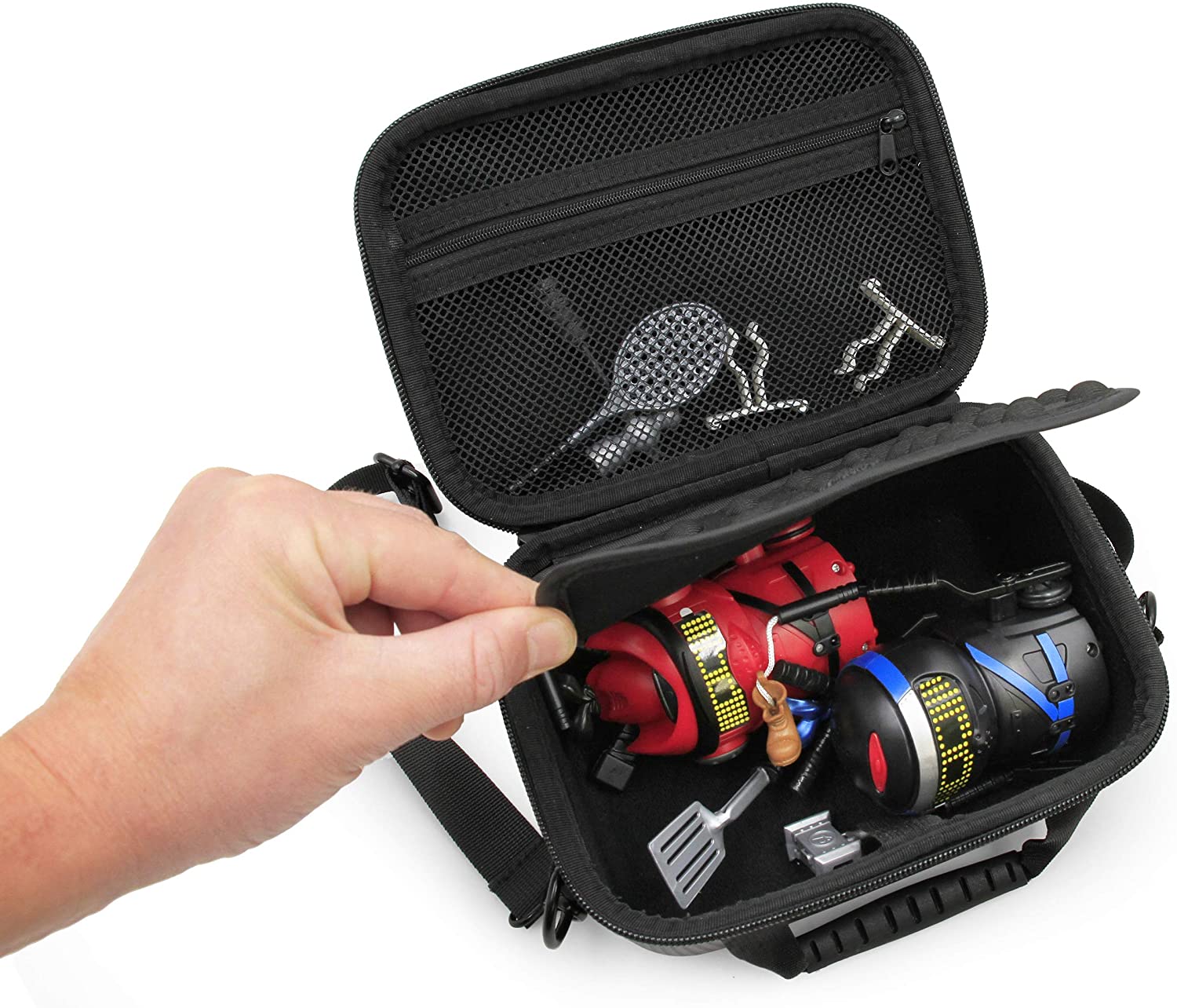 CASEMATIX Robot Toy Storage Case with Adjustable Shoulder Strap - Compatible with Ninja Bots Interactive Battle Robots & Accessories - Perfect for Travel, Playdates & Toy Organization