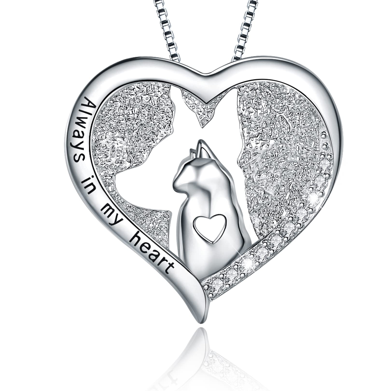 925 Sterling Silver Cute Cat & Dog Pendant Necklace - Dainty Animal Jewelry for Women & Girls - Perfect Birthday Gift for Pet Lovers - Great for Everyday Wear, Date Nights & Special Occasions