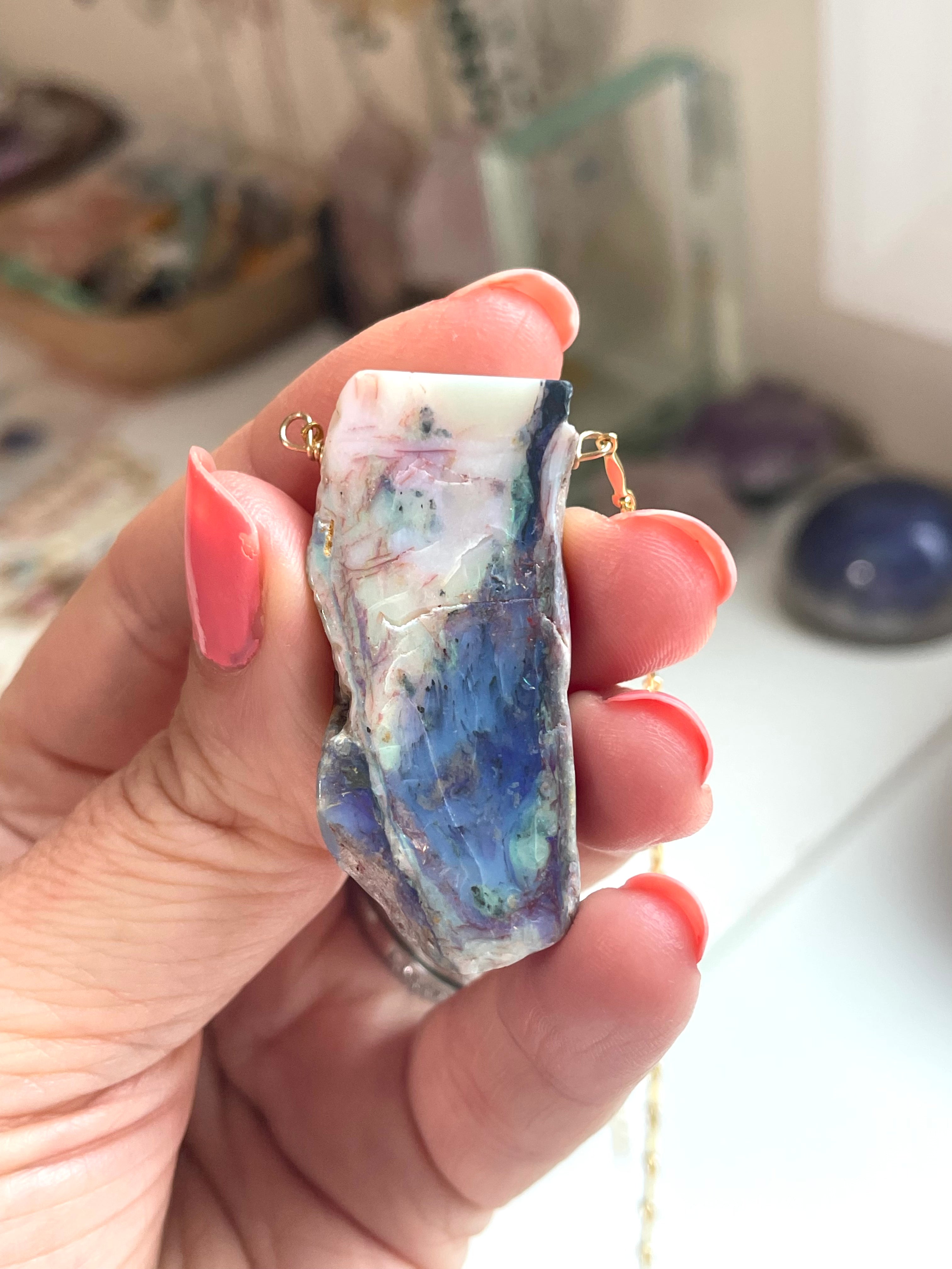 Stunning Large Raw Australian Opal Statement Necklace - 14kt Gold Filled Handmade Jewelry for Women | Perfect for Weddings, Parties & Special Occasions
