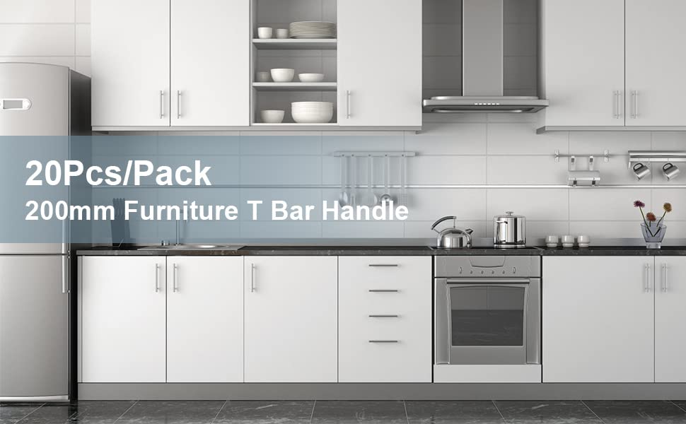 Estink 20-Pack Stainless Steel T-Bar Cabinet Pulls - Kitchen Cabinet Handles, Drawer Pulls & Cupboard Knobs for Home Furniture Hardware | Perfect for Modern Kitchen Renovation & Cabinet Upgrades