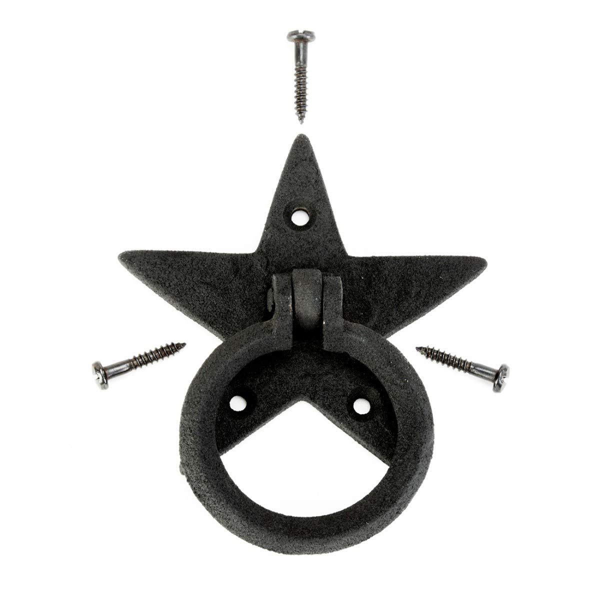 Vintage Black Iron Cabinet Pulls - Antique Star Design Drawer Handles 3.88