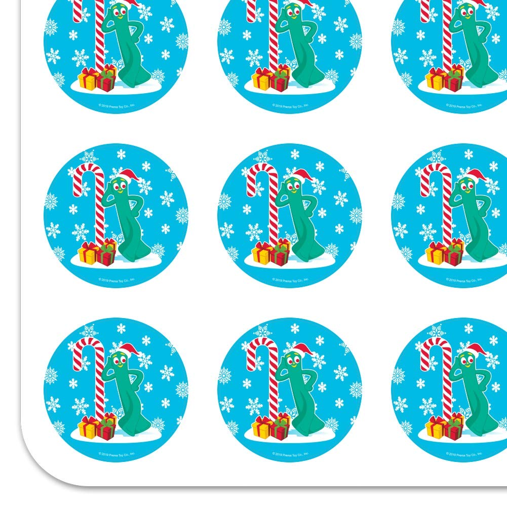 Christmas Gumby Leaning Against Candy Cane Planner Stickers - Decorative Scrapbooking & Crafting Supplies for Holiday Journals, DIY Cards, and Party Decorations