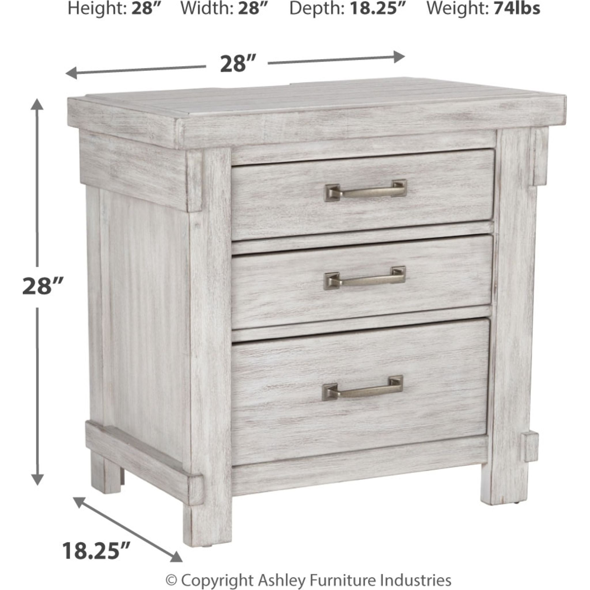 Brashland 3-Drawer Nightstand - Modern Bedside Table for Bedroom, Living Room & Guest Room - Stylish Storage with Easy Assembly
