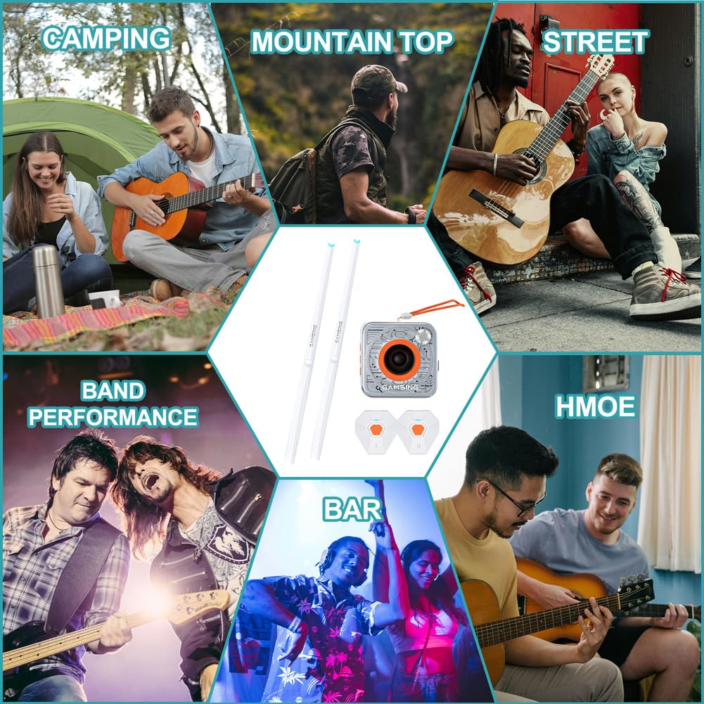 Electric Air Drum Sticks Set with Bluetooth Speaker, 8 Drum Sounds & Pedals - Portable Silent Practice Kit for Beginner Drummers - Perfect for Home Practice, Studio Sessions & Musical Gift Ideas