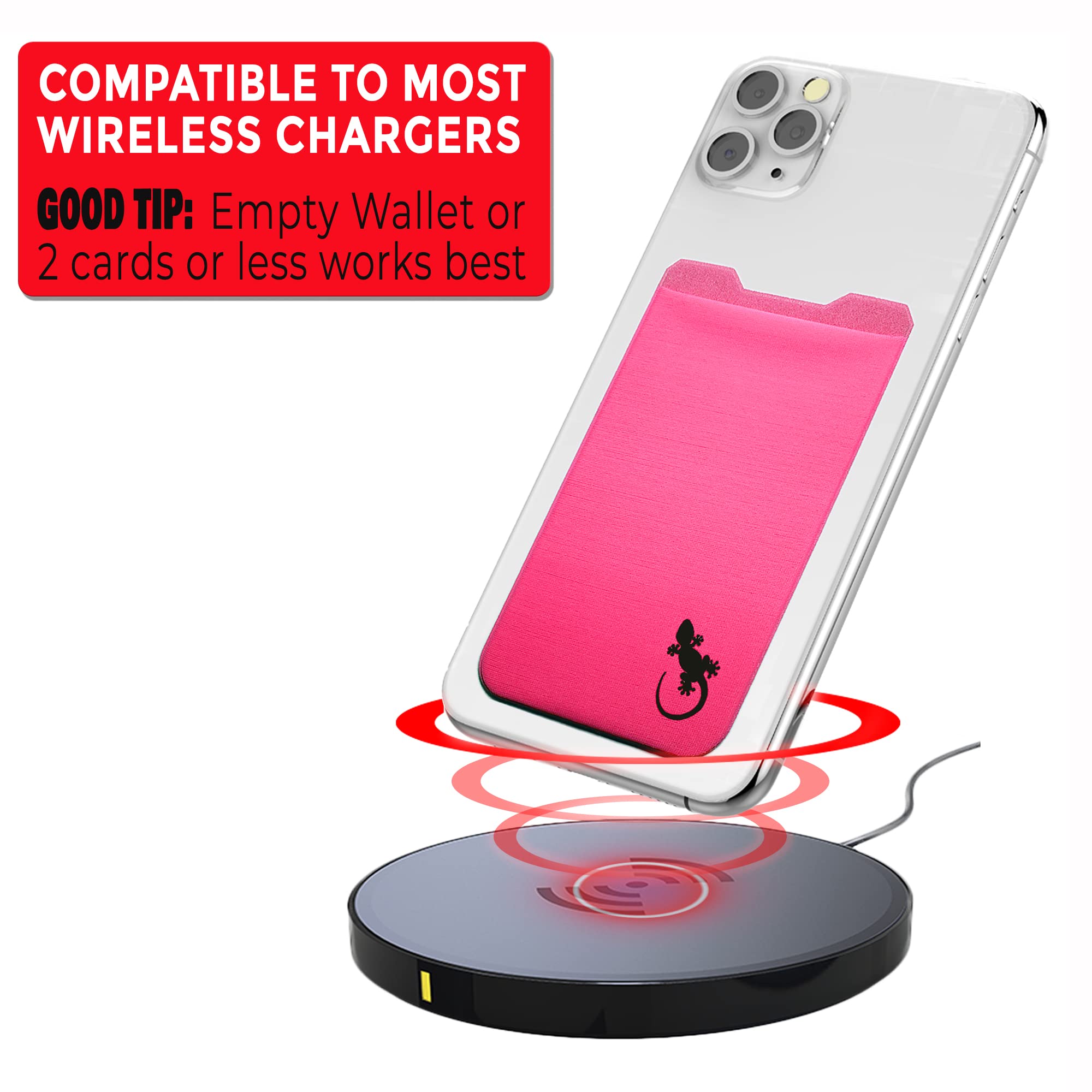 Stick-On Phone Wallet with Adhesive Card Holder - Slim Lycra Pocket for Credit Cards & Cash - Secure Cell Phone Pouch by Gecko - Perfect for Travel, Gym & Everyday Use