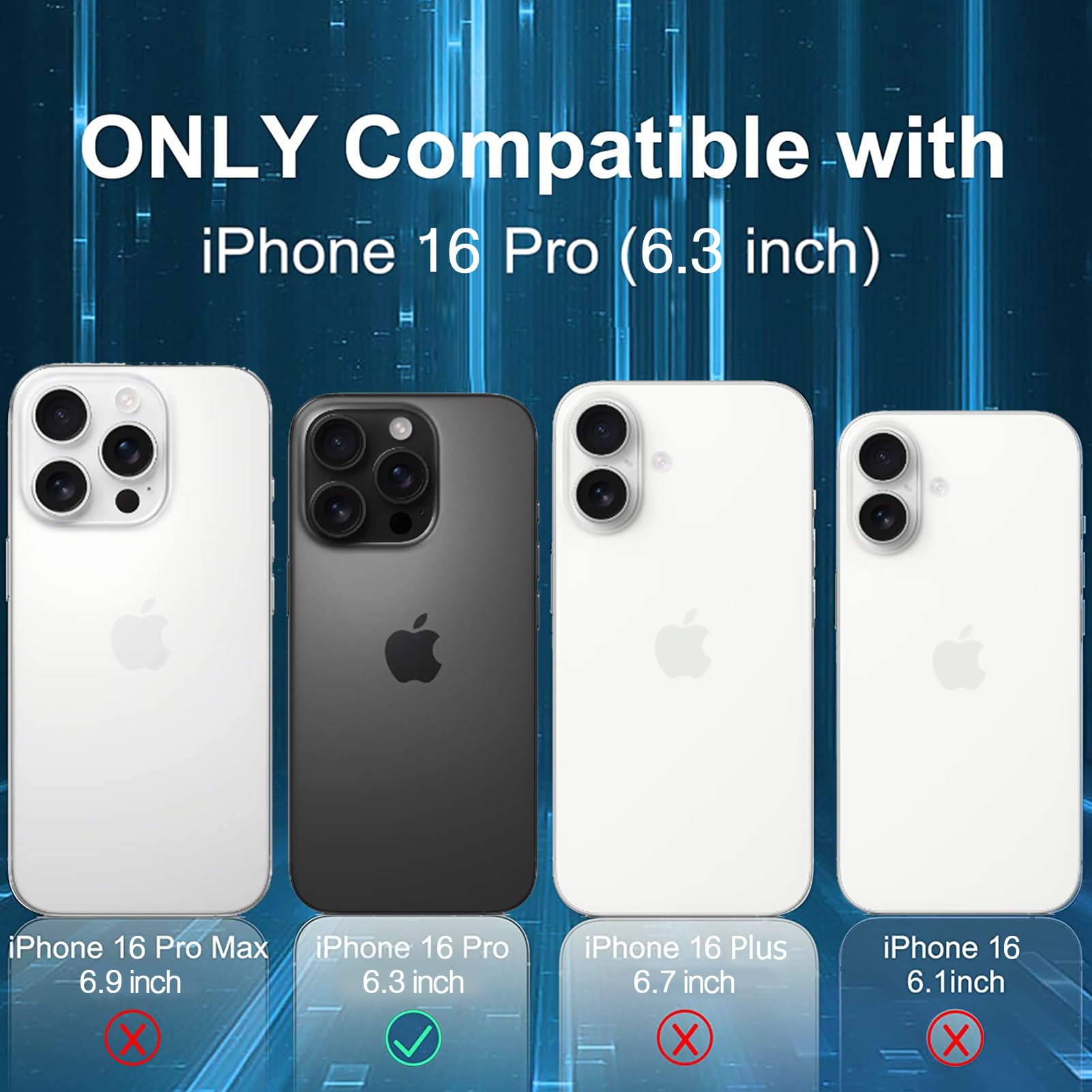 10000mAh Wireless Charging Battery Case for iPhone 16 Pro (6.3 inch) - Portable Protective Power Bank Charger with CarPlay Support | Perfect for Travel, Work & Outdoor Activities (Black)