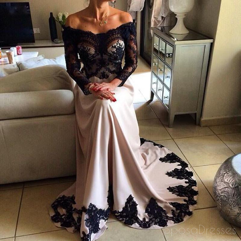 Elegant Navy Blue Long Sleeve Lace Prom Dress - Sexy See-Through Evening Gown for Formal Parties, Homecoming & Special Occasions | Custom Tailored Prom Dresses for Women | Style 17070