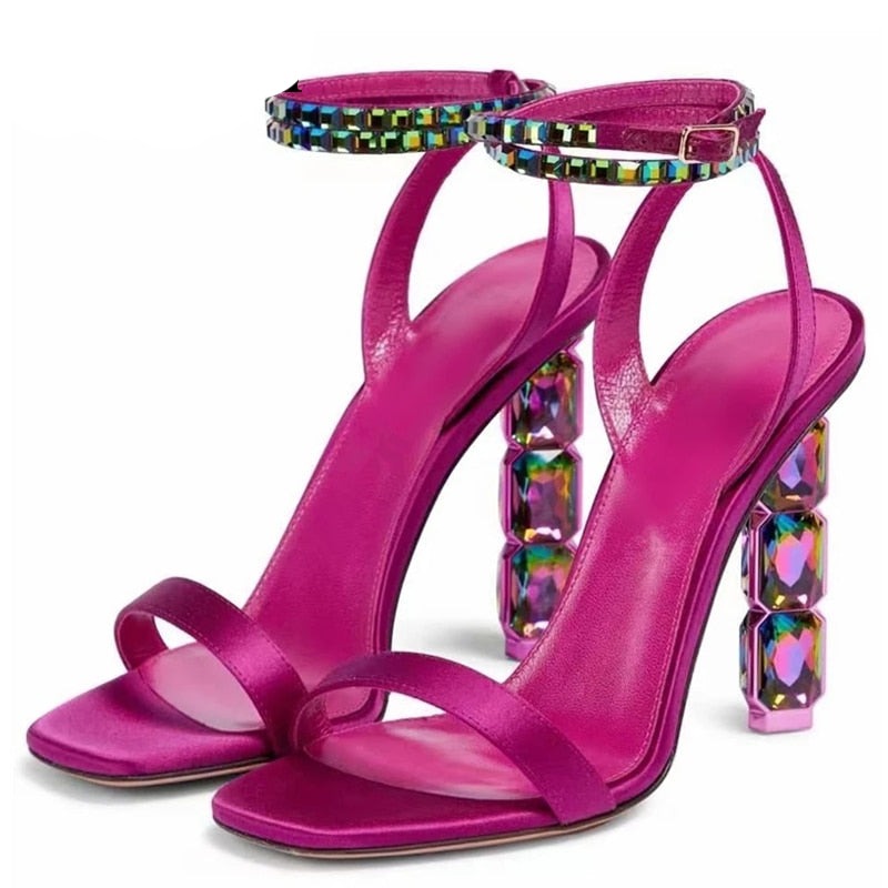 Elegant Women's Crystal Embellished High Heel Sandals - Perfect for Weddings, Parties & Special Occasions
