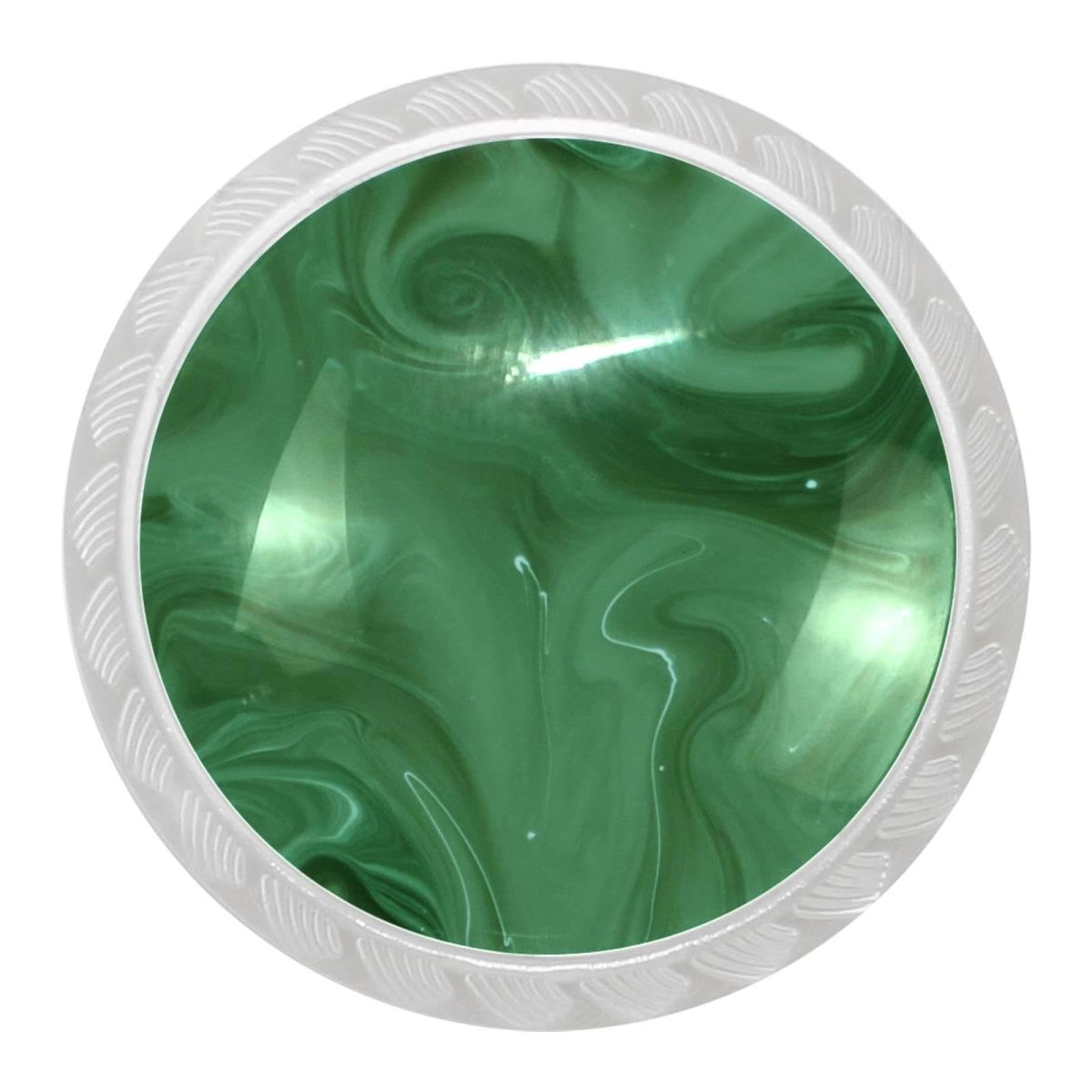 4Pcs Transparent Cabinet Handles - Modern Abstract Green Knobs & Drawer Pulls for Kitchen Cabinets, Dressers & Furniture - Durable & Stylish Hardware for Home Renovation & DIY Projects