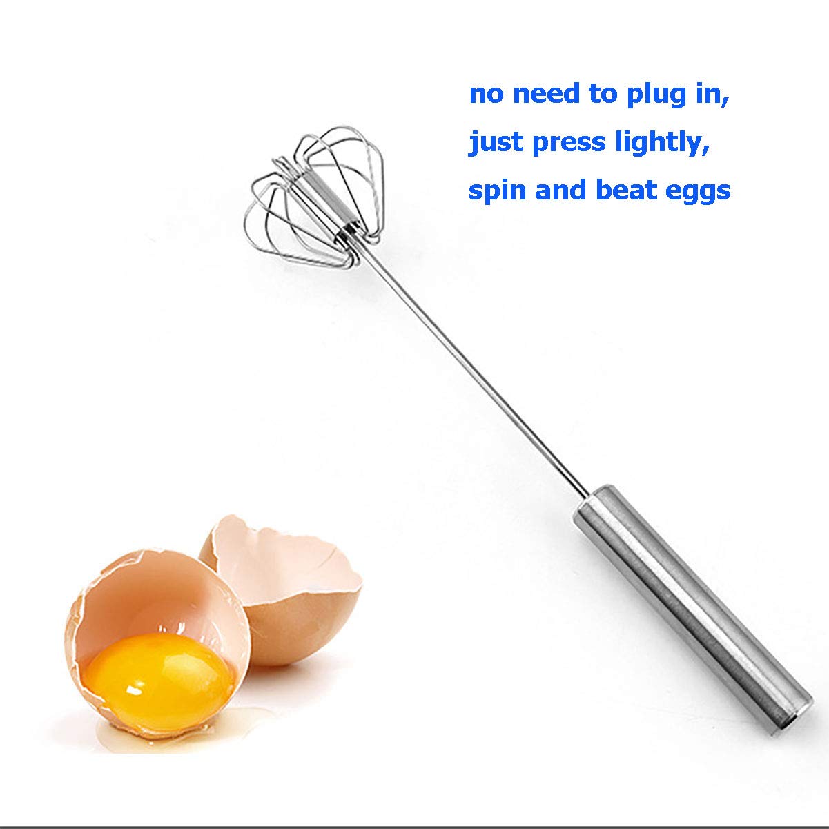 Premium Stainless Steel Egg Whisk - Hand Push Rotary Egg Beater, Semi-Automatic Mixer for Baking & Cooking - Perfect for Whipping Cream, Eggs, and Batters - Ideal Kitchen Tool for Home Bakers & Chefs