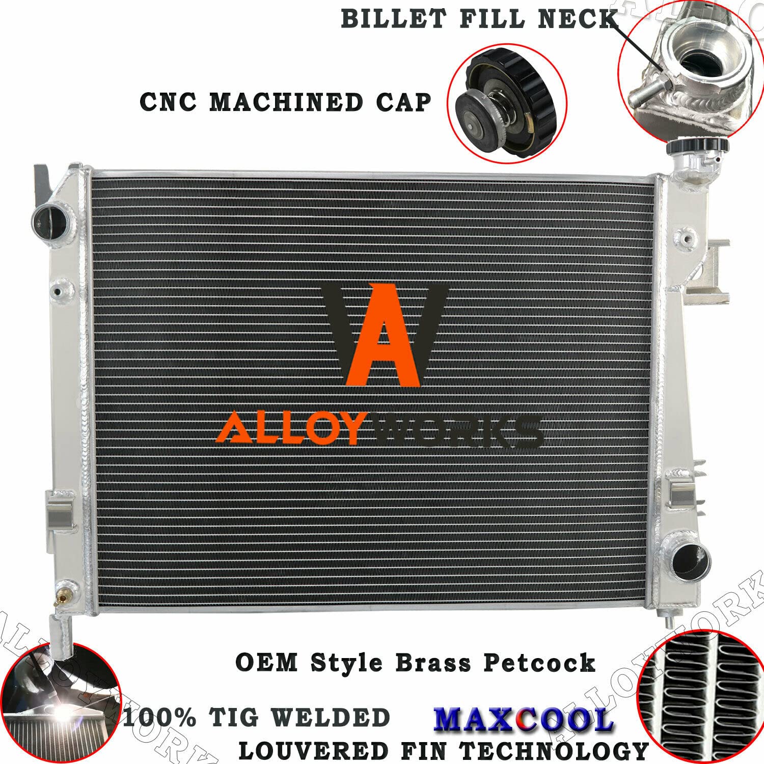 ALLOYWORKS 3-Row Full Aluminum Radiator with Shroud Fan & Relay Kit for 2004-2009 Dodge Ram 1500/2500/3500 5.7L V8 HEMI - Heavy Duty Cooling Upgrade for Towing, Off-Road & High-Performance Driving