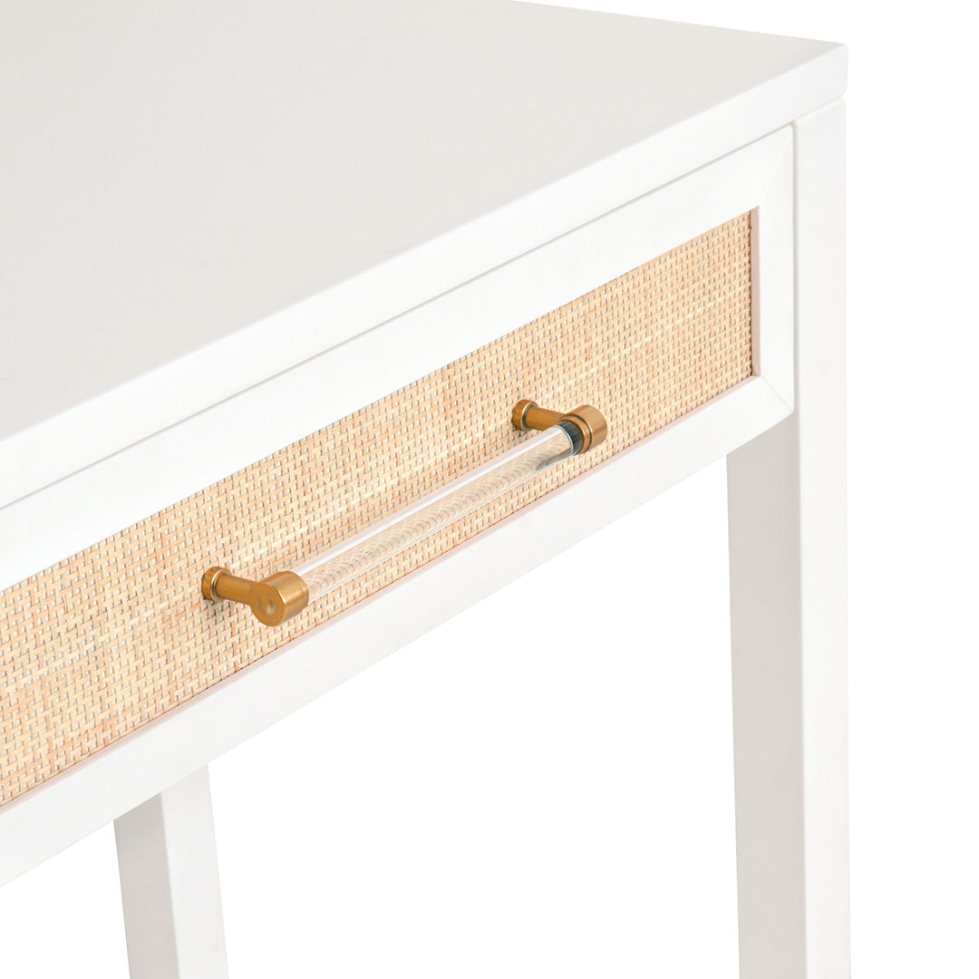 Mulholland White Console Table - Mid-Century Modern Entryway Sofa Table for Living Room, Hallway & Home Office Decor