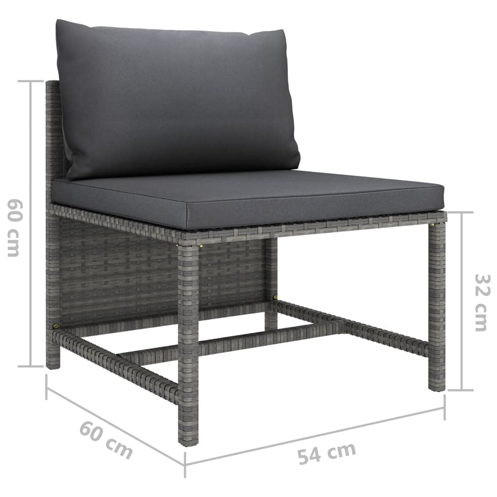 CHARMMA 3-Seater Outdoor Patio Sofa Set with Weather-Resistant Gray Poly Rattan & Comfortable Cushions - Perfect for Garden, Backyard, Poolside or Balcony Relaxation