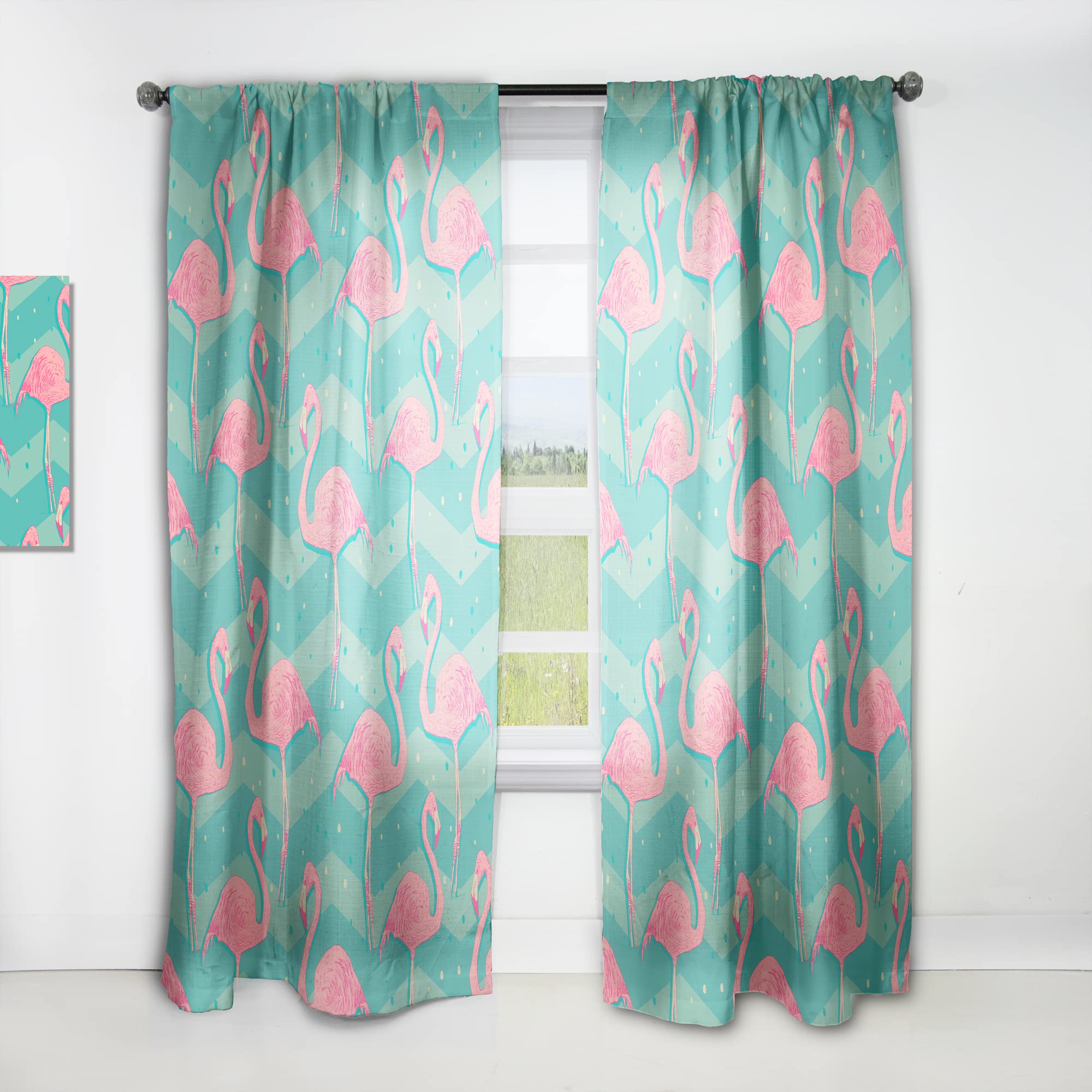 DesignQ Pink Flamingo Birds Thermal Insulated Curtains - Single Panel 52x95 Inches - Elegant Window Treatments for Bedroom & Living Room - Perfect for Home Decor & Energy Efficiency