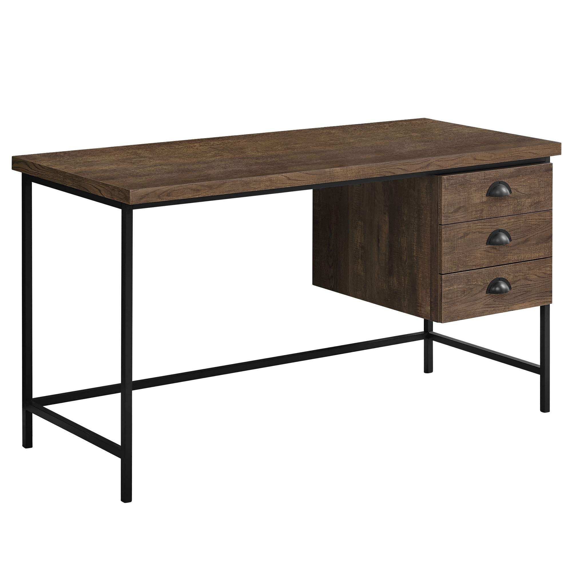 Ergonomic 55-Inch Computer Desk with Reclaimed Wood Top & Black Metal Frame - Home Office, Gaming, Study & Workstation Setup for Small Spaces