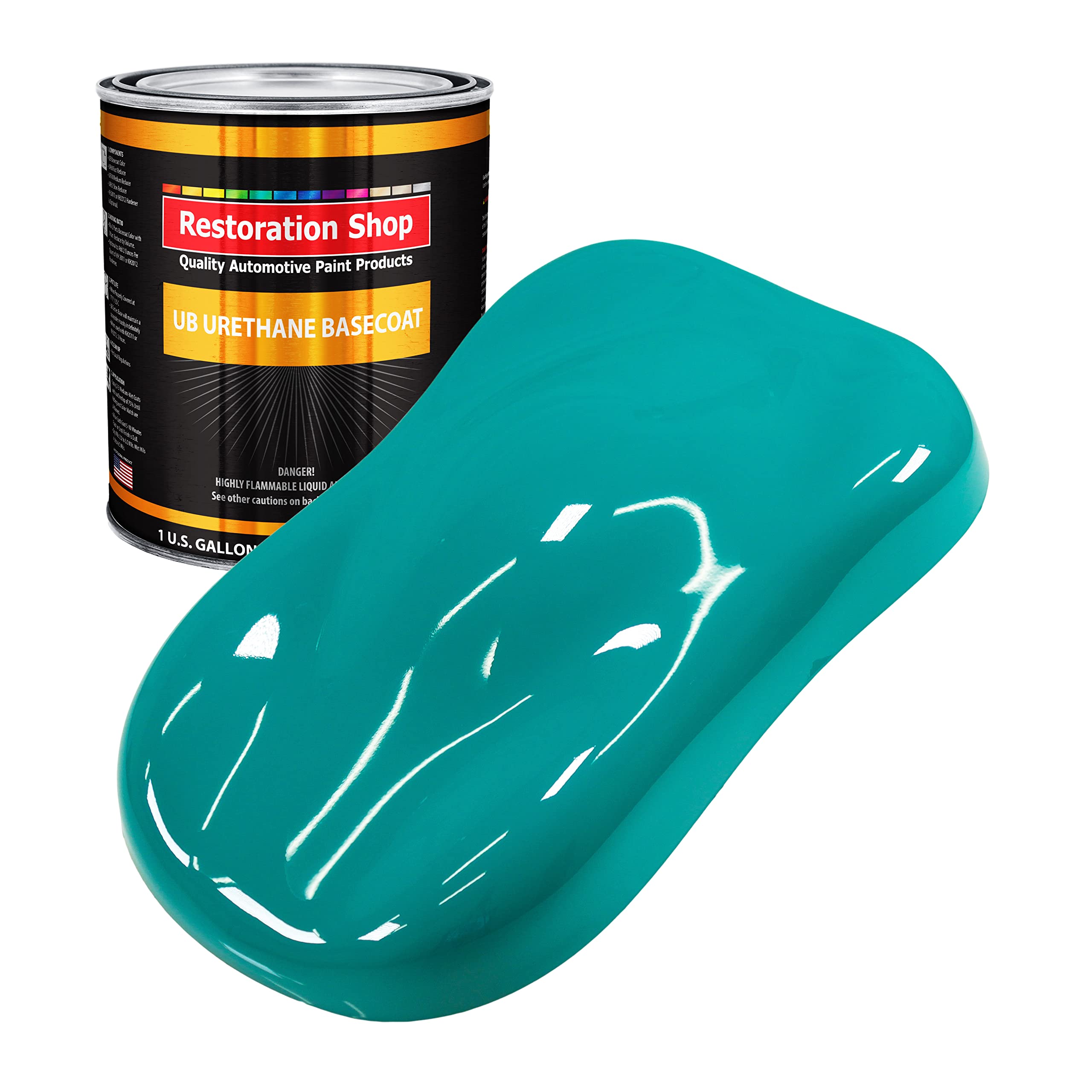Restoration Shop Deep Aqua Urethane Basecoat Auto Paint - 1 Gallon High Gloss Professional Automotive Refinish Coating for Cars & Trucks - Perfect for Vehicle Restoration & Custom Paint Jobs