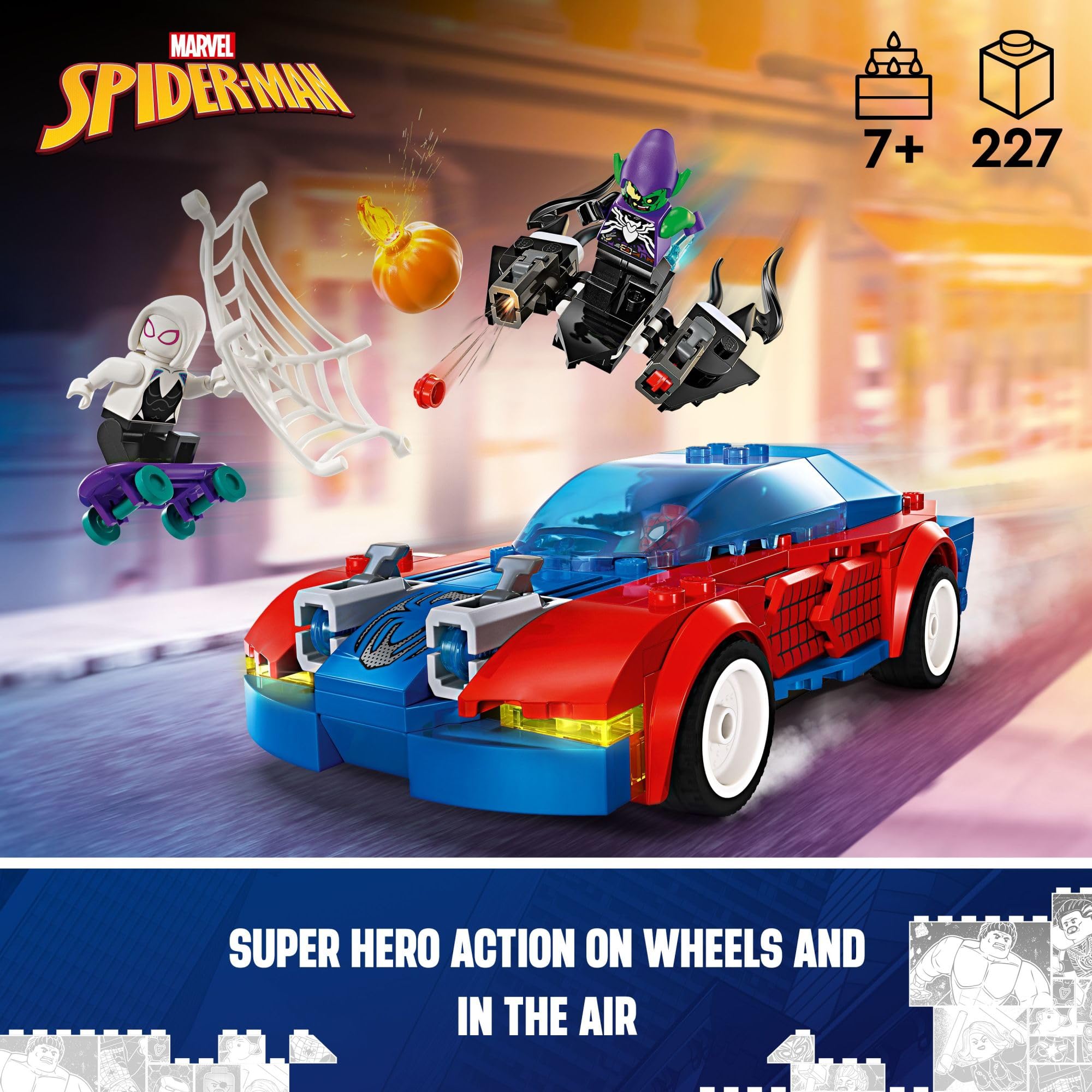 **LEGO Marvel Spider-Man Race Car & Venom Green Goblin Building Set – Ghost-Spider Minifigure & Buildable Race Car Toy – Spider-Man Gift for Kids Ages 7+ (76279) – Perfect for Playtime, Collecting & Superhero Adventures**