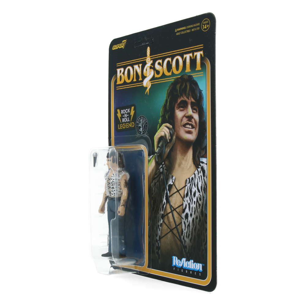 Bon Scott (Leopard Print) ReAction Figure - AC/DC Collectible Toy for Music Fans - Perfect for Display, Gifts, and Rock Memorabilia Collections