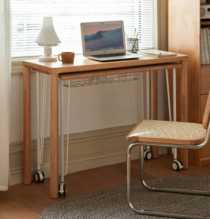 Solid Oak Wood Two-Tier Stackable Office Desk - Perfect for Home Office, Workspace & Small Business Use