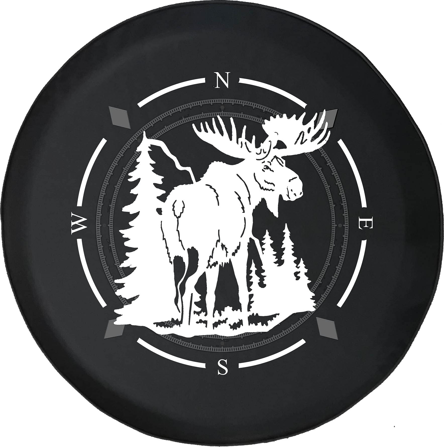 American Unlimited Spare Tire Cover with Compass & Moose Mountain Design - Universal Fit for SUV, Trailer, RV & Most Vehicles - Durable Wheel Protection for Off-Road Adventures & Camping Trips
