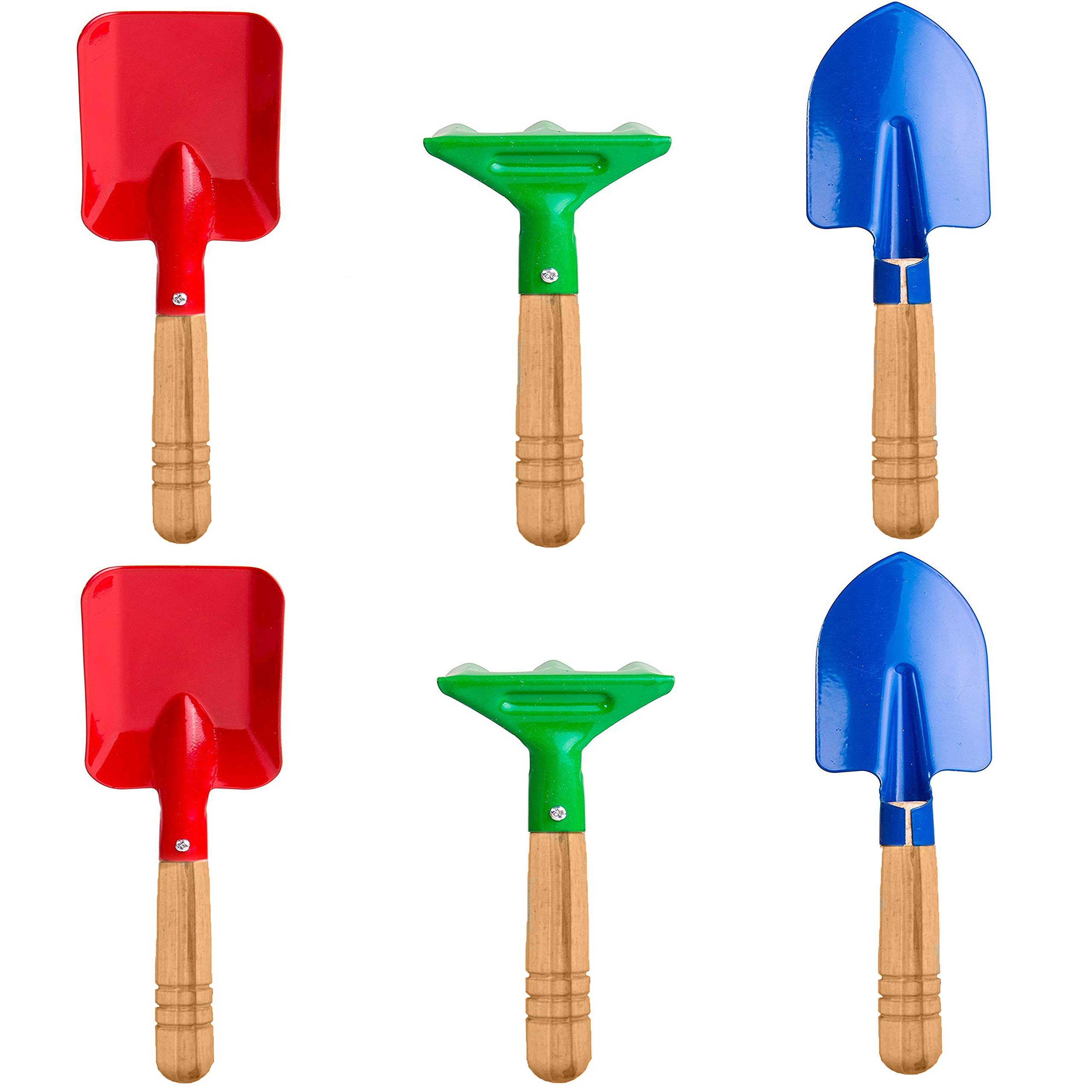 6PCS Kids Gardening Tool Set with Metal & Sturdy Wooden Handle - Safe 8