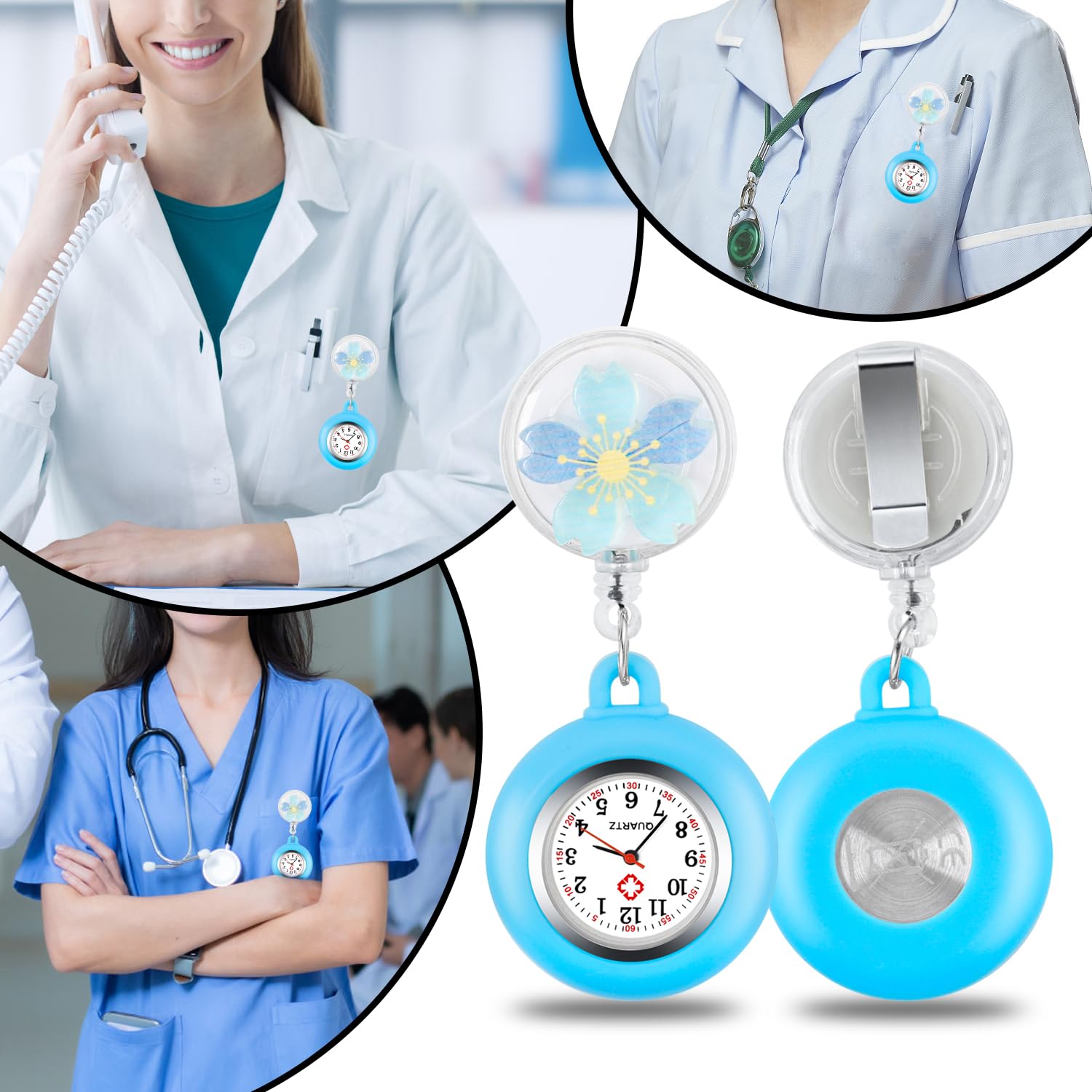 Nurse Watch Clip - Retractable Arabic Dial for Medical Professionals