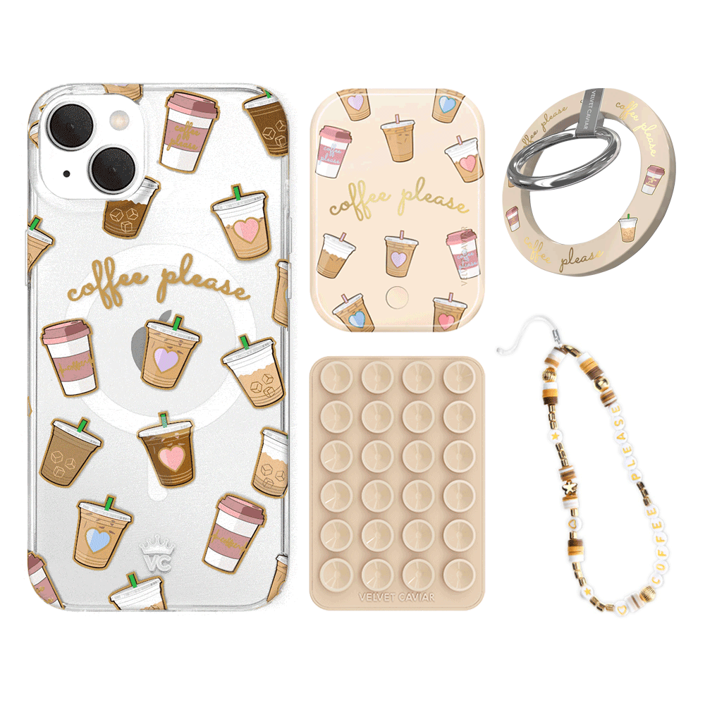 Premium Coffee First iPhone Bundle Set - Anti-Slip Grip & Stylish Protection for iPhone | Perfect for Coffee Lovers, Office Use & Daily Commute