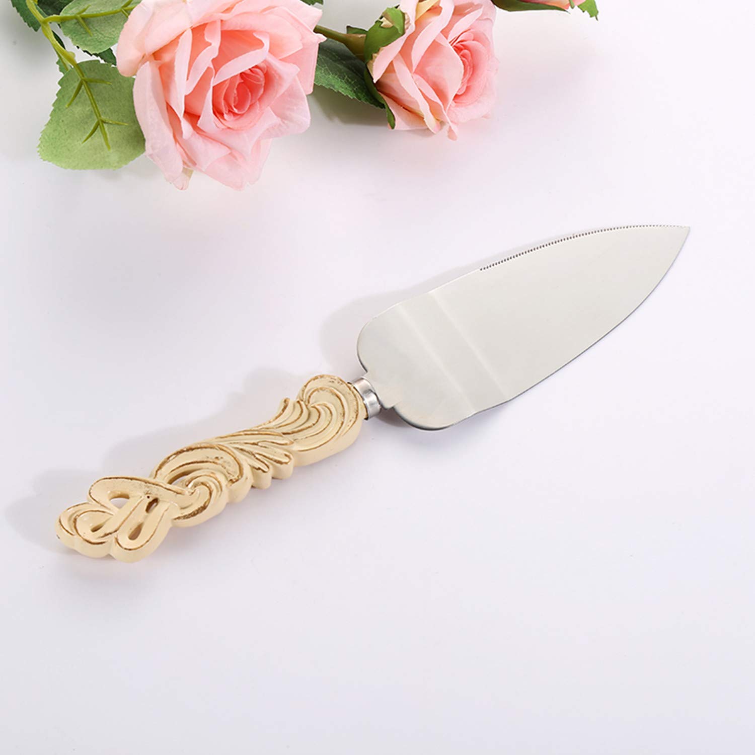 Vintage Wedding Cake Knife and Server Set - Elegant Cake Cutting Set for Weddings, Anniversaries & Special Events (2-Piece) - Perfect for Wedding Cakes, Anniversary Cakes & Dessert Tables