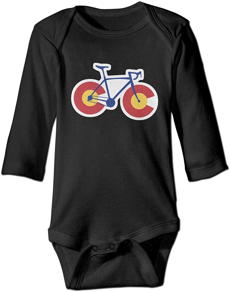 Colorado Flag Print Long Sleeve Baby Jumpsuit - Black Romper for 6-12 Months | Unisex Infant Bodysuit for Outdoor Activities & Photo Shoots