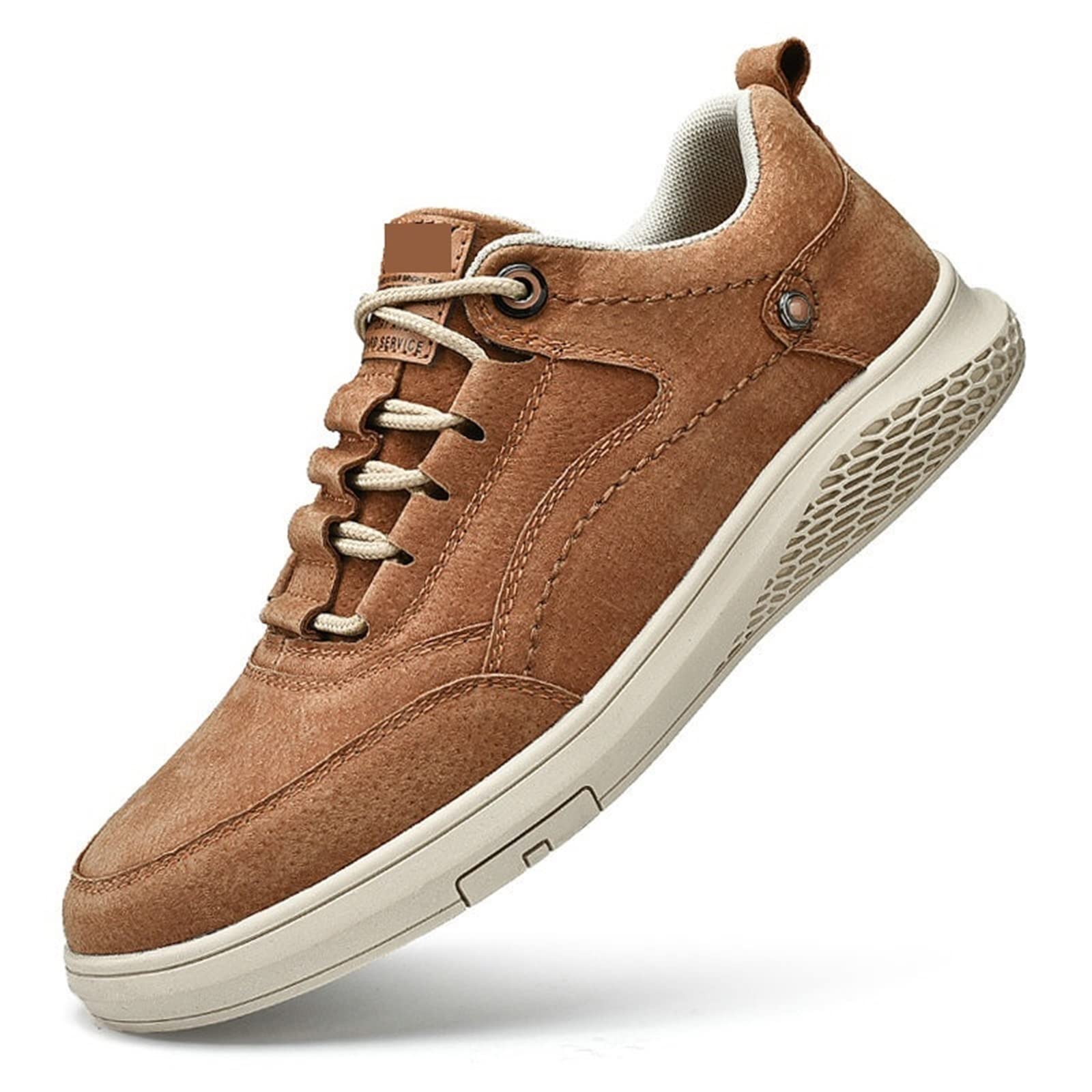 GULRUH Men's Leather Dress Shoes - Business Casual Office Shoes for Men, Comfortable & Breathable Walking Sneakers for Outdoor & Indoor Use - Brown, Size 8 | Perfect for Work, Weddings & Formal Events