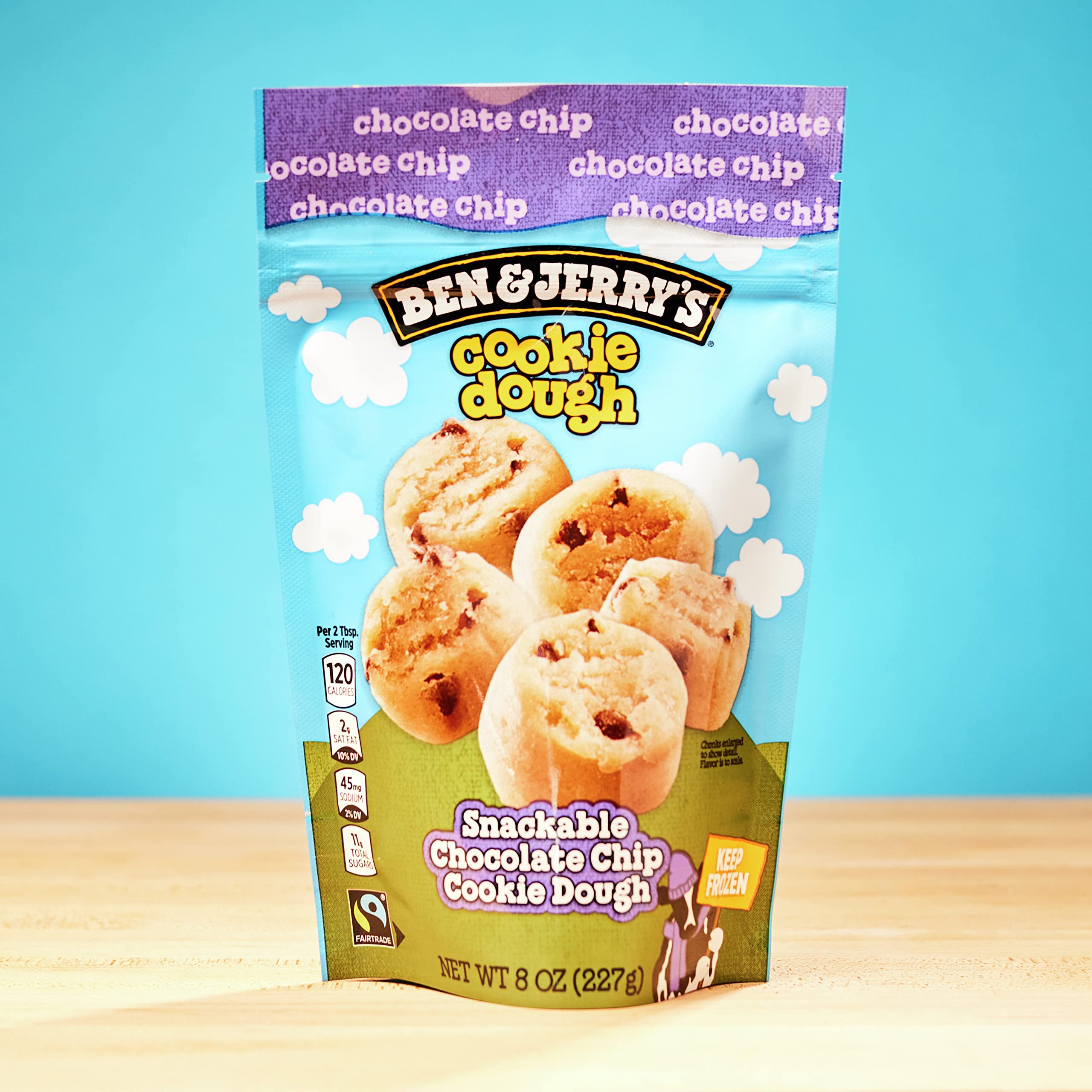 Ben & Jerry's Non-GMO Chocolate Chip Cookie Dough Chunks 8 oz - Perfect for Ice Cream Toppings, Baking & Snacking
