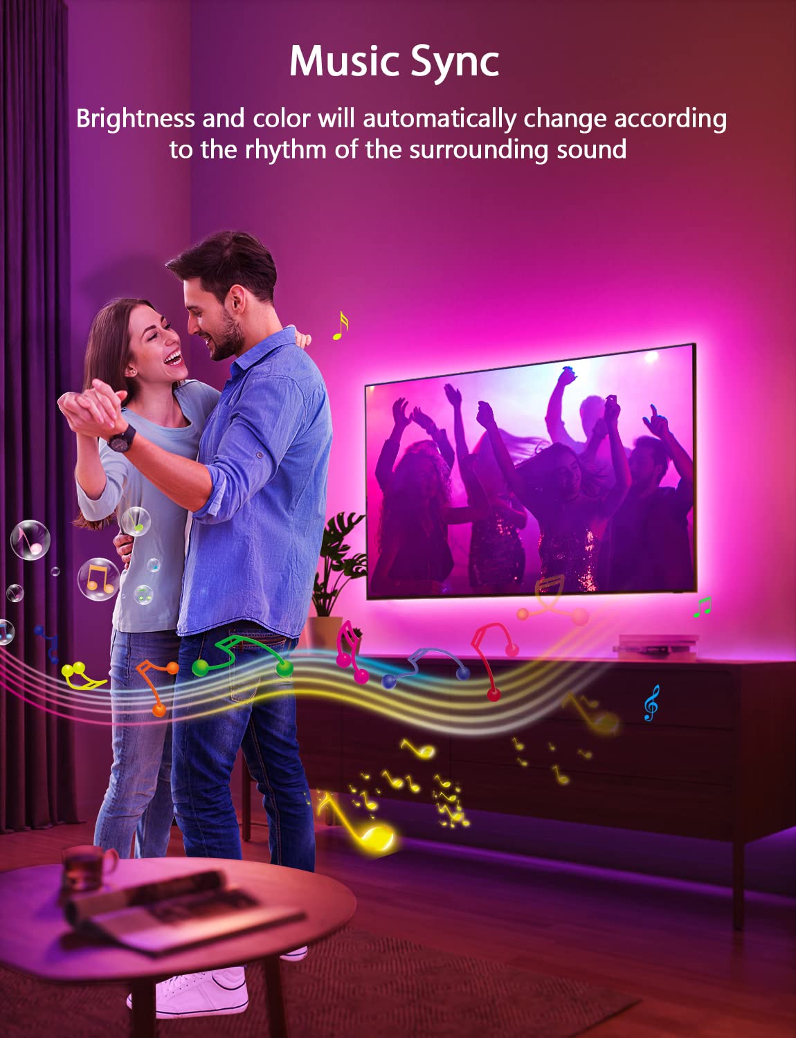 MATICOD RGB LED Strip Lights for TV Backlight - 9.84ft USB-Powered Smart TV Lights with App & Remote Control, Music Sync for 32-43 Inch TVs - Perfect for Home Theater, Gaming & Ambient Lighting