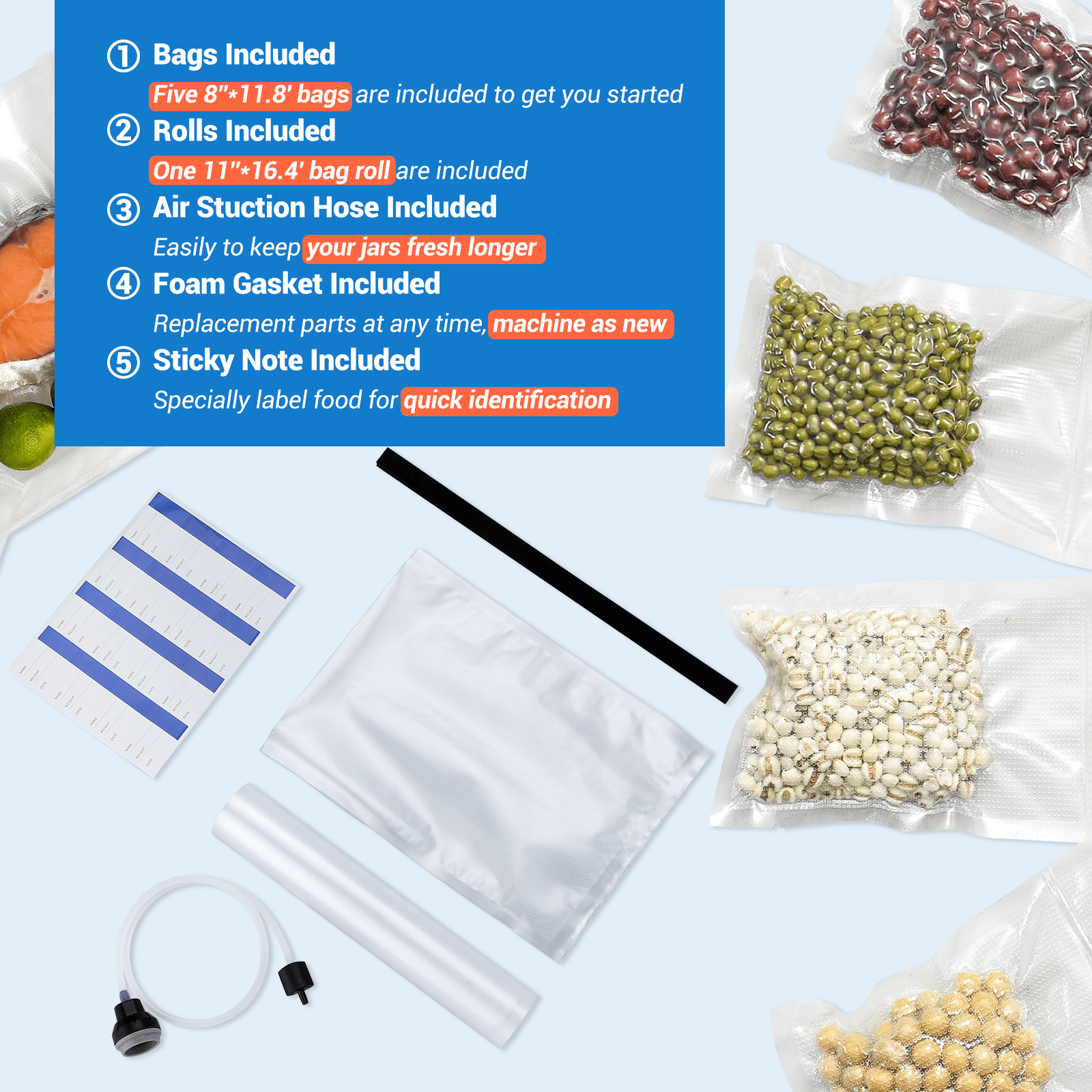INK VS04 Vacuum Sealer Machine for Food Preservation - Compact & Powerful, Perfect for Meal Prep, Sous Vide, and Long-Term Food Storage