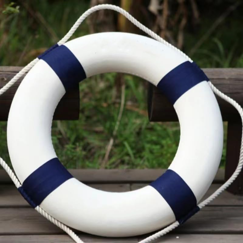 Life Ring Pool Safety Ring - 52cm/20.5inch Swim Foam Buoy with Rope, Red Emergency Flotation Device for Swimming Pools, Lakes, Beaches & Boating Safety