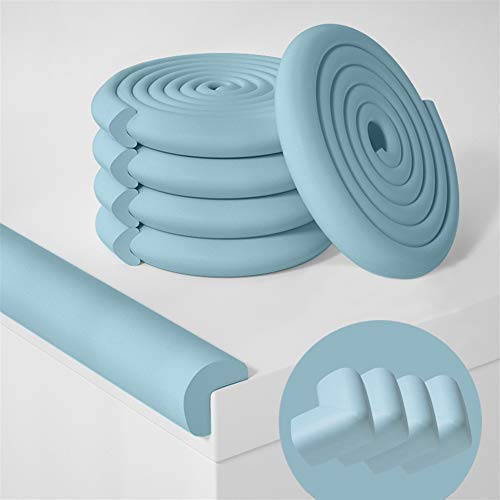 Insun Waterproof Adhesive Edge Protector - Baby Safety Furniture Corner Guards (6.56ft Edge Guard + 4 Pack Corner Protectors) - Soft Foam L-Shaped Bumpers in Light Blue - Perfect for Baby Proofing Tables, Cabinets & Sharp Furniture Edges