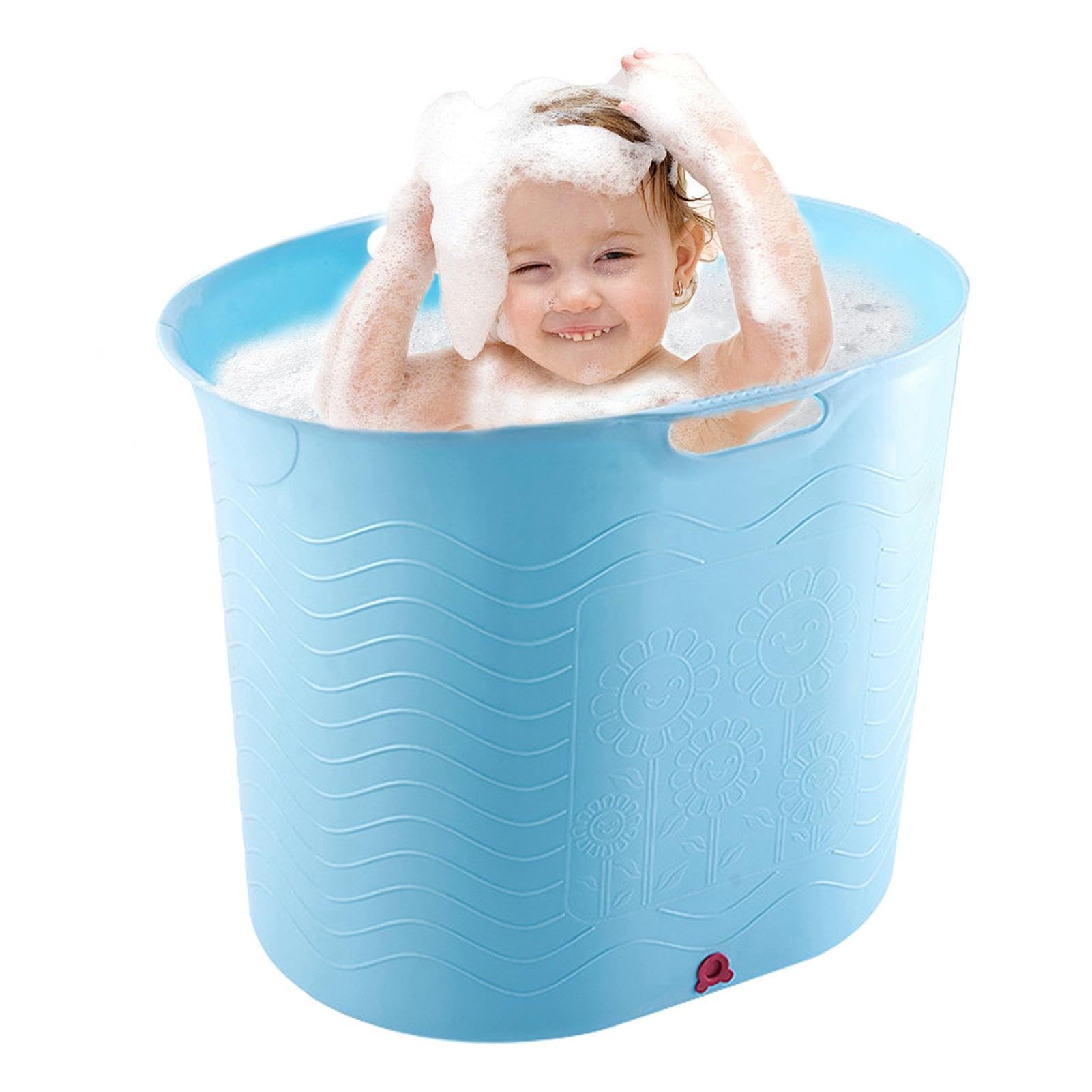 Safe & Portable Baby Bathtub for Toddlers - High Temperature Resistant, Drainage Bottom Design | Large Travel Bathtub Bucket for Newborns & Infants | Perfect for Home, Travel & Outdoor Baby Shower