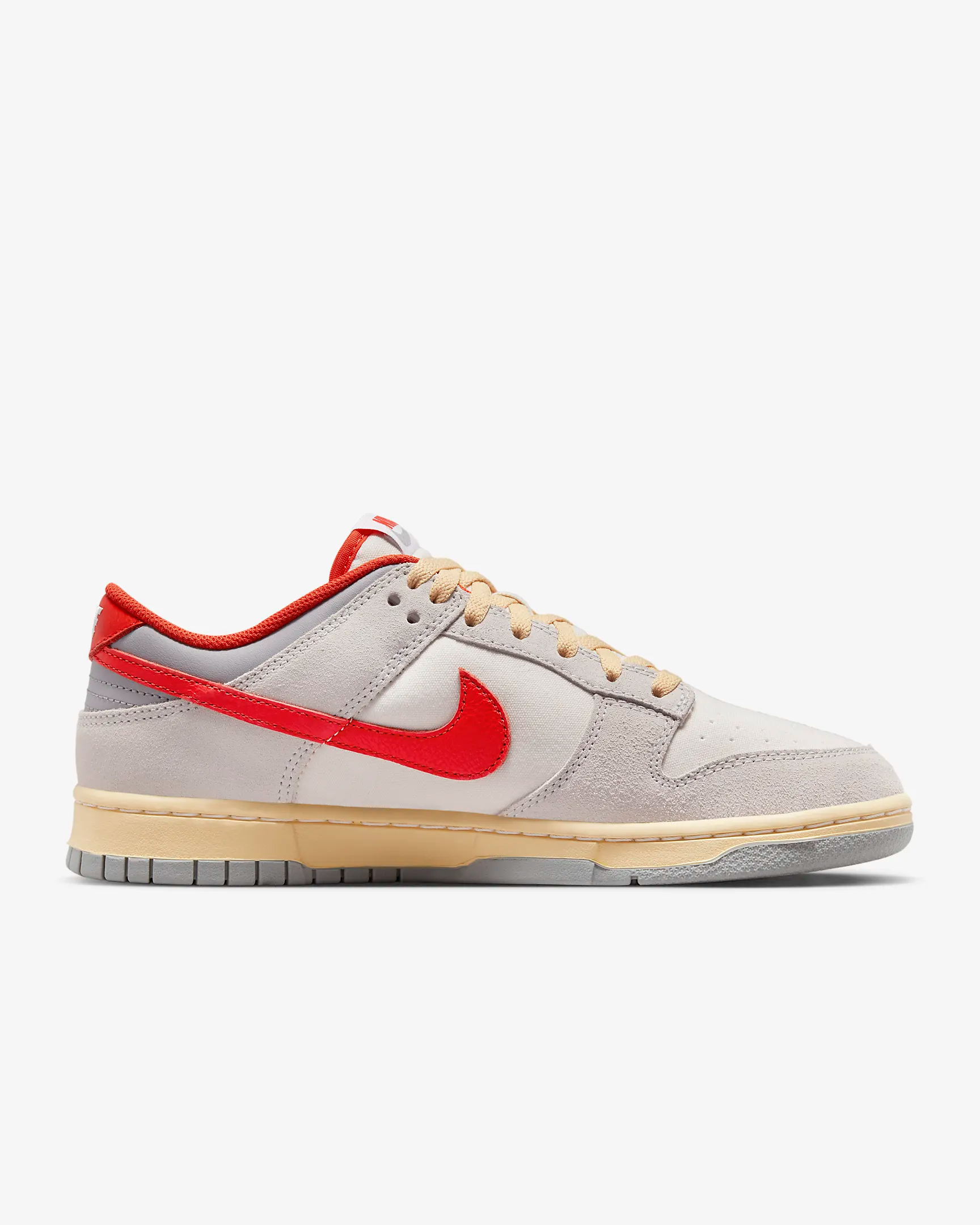 Nike Men's Dunk Low Sneakers - Sail/Photon Dust/Light Smoke Grey/Picante Red | Casual & Streetwear Basketball Shoes for Men | Perfect for Everyday Wear, Gym & Urban Fashion
