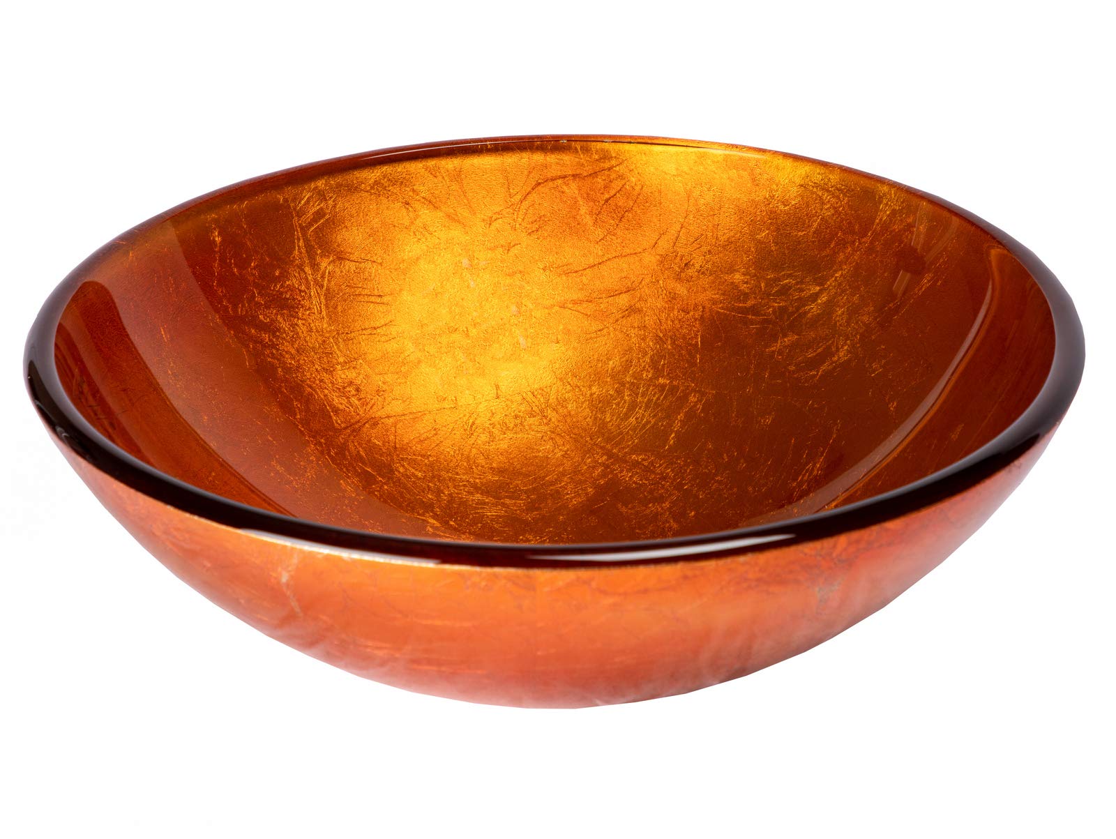 Stylish Orange Reflections Glass Vessel Sink - Modern Bathroom Vanity Sink for Contemporary Home Decor | Perfect for Powder Rooms, Guest Baths & Spa Retreats