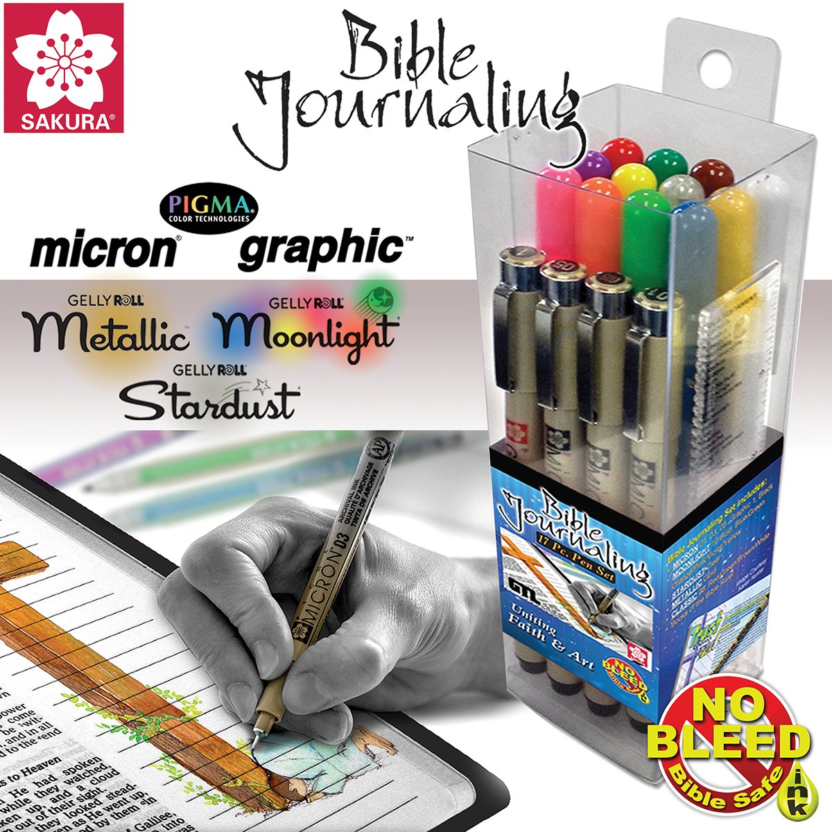Pigma Micron & Gelly Roll Pen Set - No Bleed Ink for Bible Journaling & Lettering (17-Pack)
