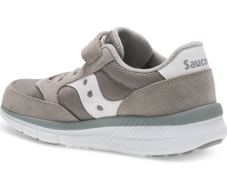 Saucony Grey & White Jazz Lite A/C Kids' Sneakers - Lightweight Athletic Shoes for Boys & Girls - Perfect for Running, School & Casual Wear