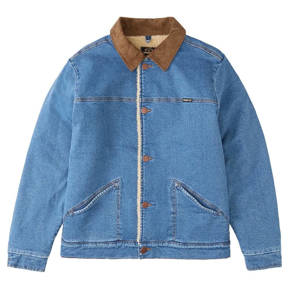 Billabong x Wrangler Men's Denim Sherpa Jacket - Warm Fleece Lined Winter Coat for Outdoor Activities & Casual Wear