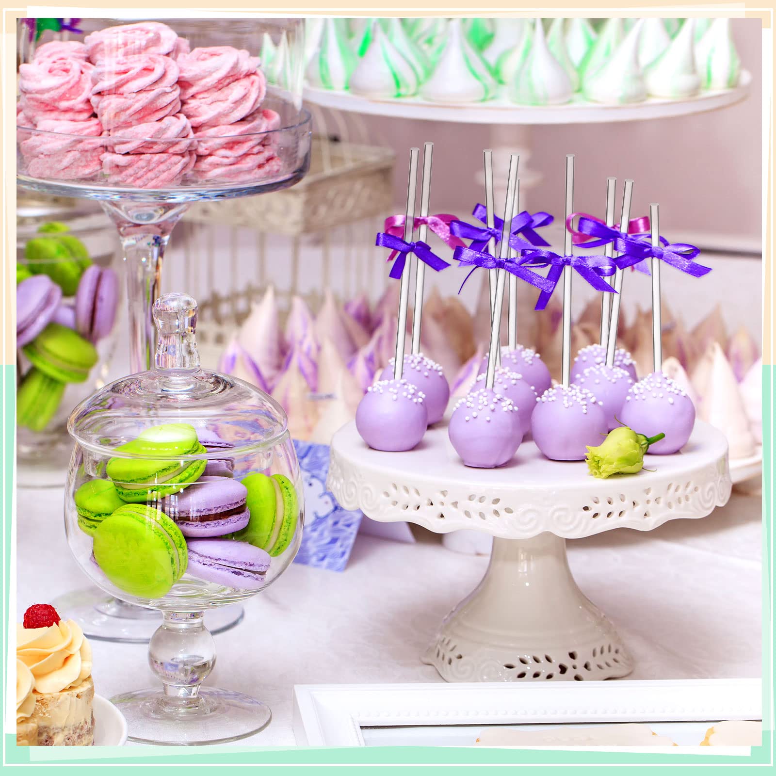 Zopeal 200-Pack 8 Inch Clear Acrylic Lollipop Sticks for Cake Pops, Candy, Chocolate & Desserts - Perfect for Wedding Favors, Halloween Treats, Christmas Baking & Party Decorations