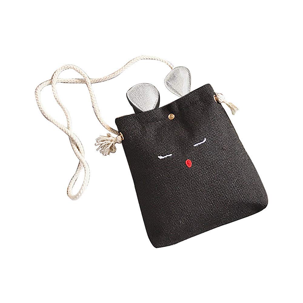 Cute Burlap Cat Ears Square Shoulder Bag for Women - Small Crossbody Purse, Satchel Handbag & Clutch - Perfect for Daily Use, Shopping, Parties and Travel