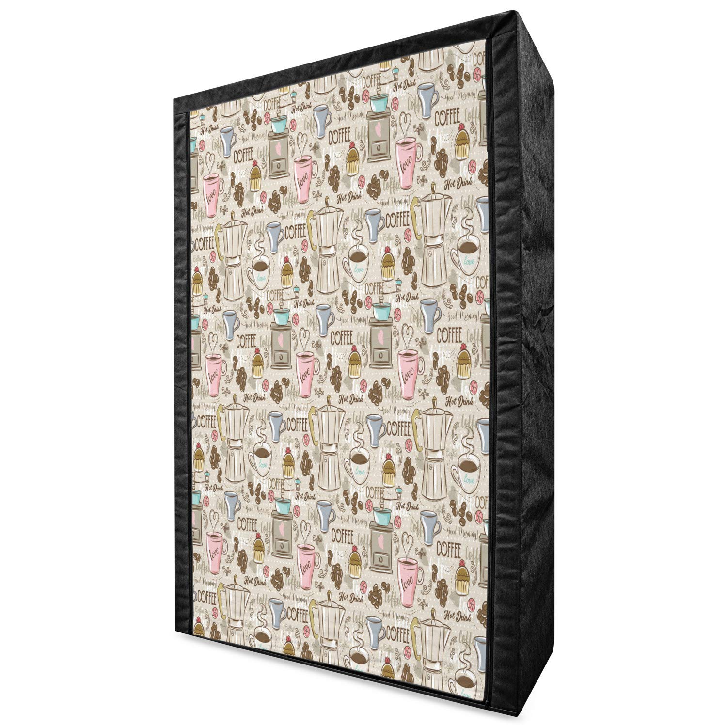 Ambesonne Modern Portable Fabric Wardrobe - Vintage Coffee Theme with Espresso Machine & Cupcake Design | 42.5